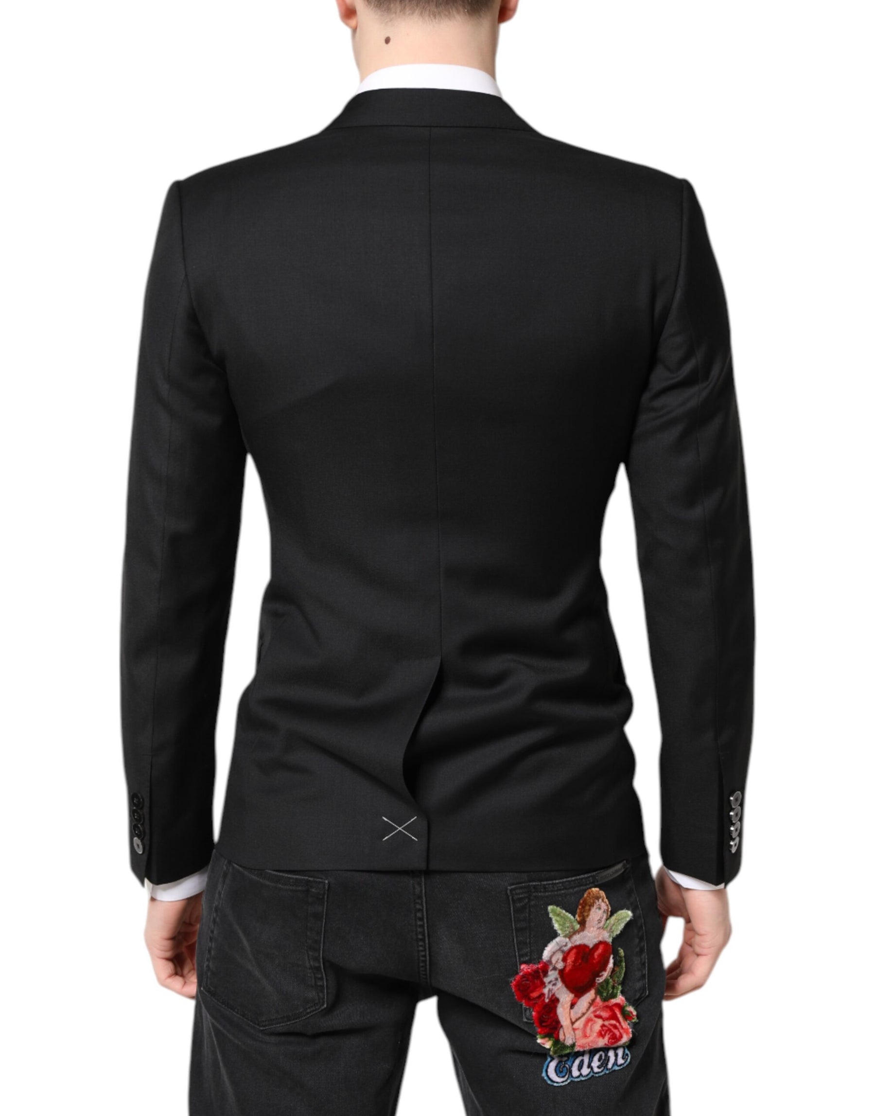 Dolce & Gabbana Black MARTINI Double Breasted Coat Blazer | Regal Royce