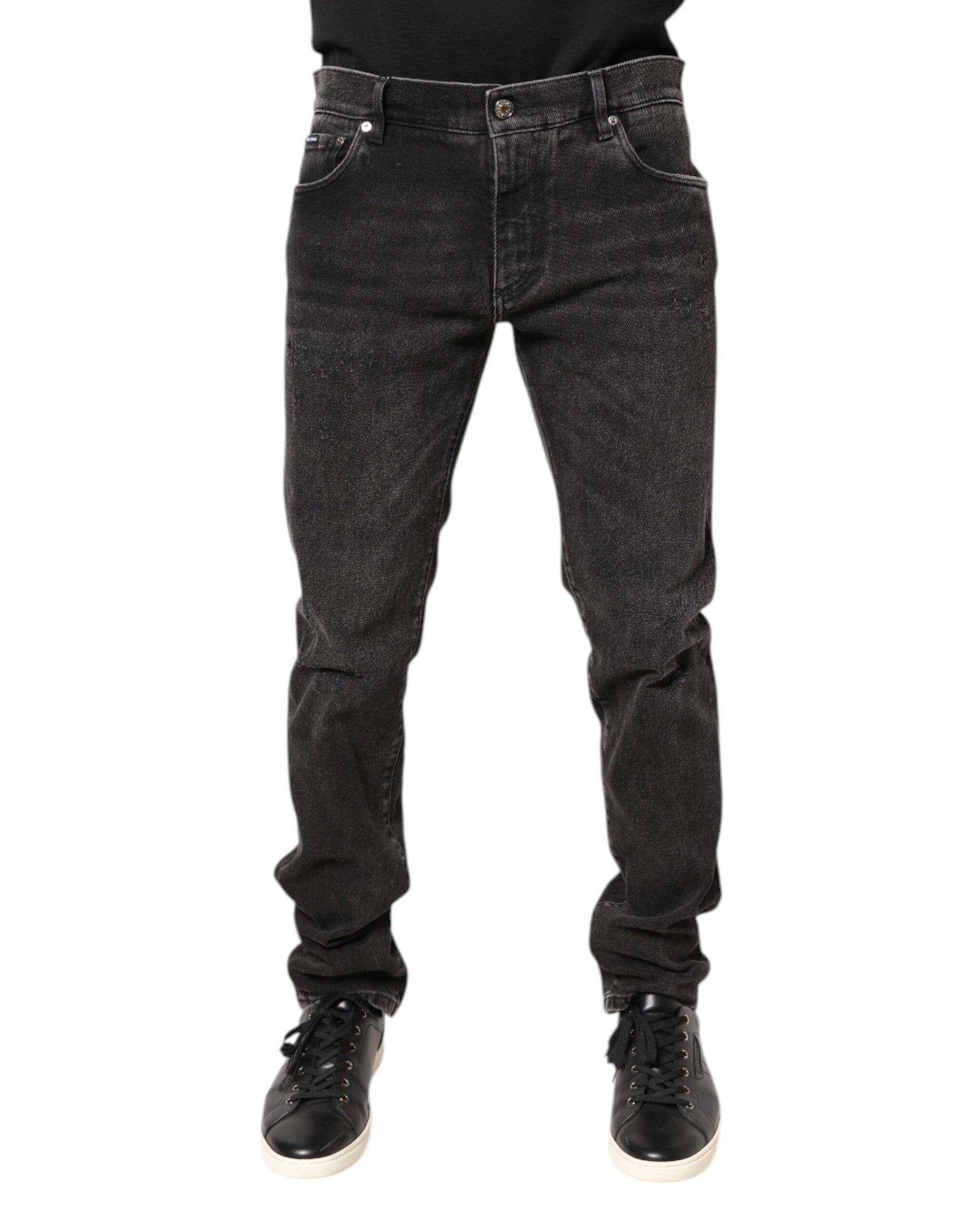 Dolce & Gabbana Gray Washed Cotton Skinny Denim Jeans | Regal Royce