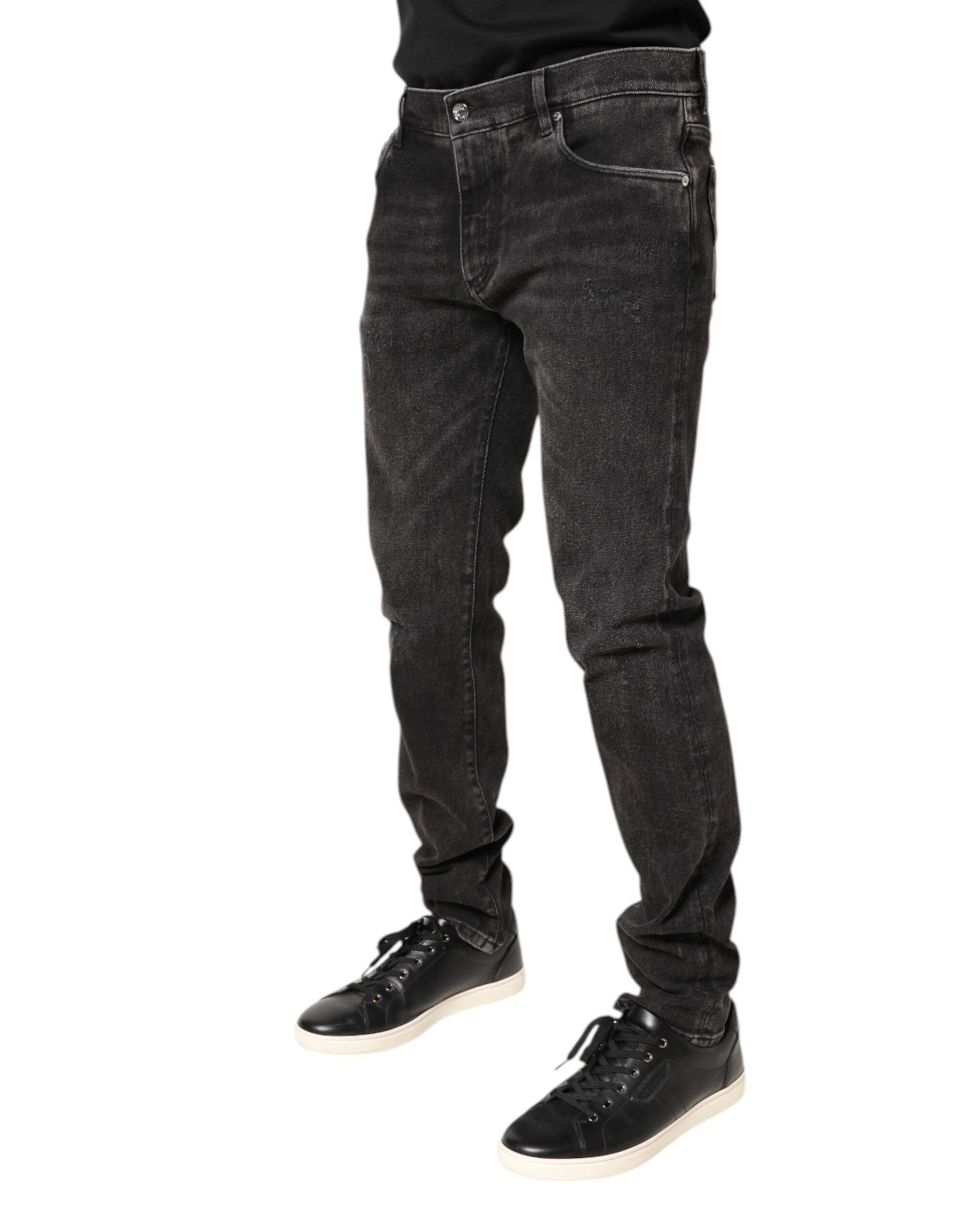 Dolce & Gabbana Gray Washed Cotton Skinny Denim Jeans | Regal Royce