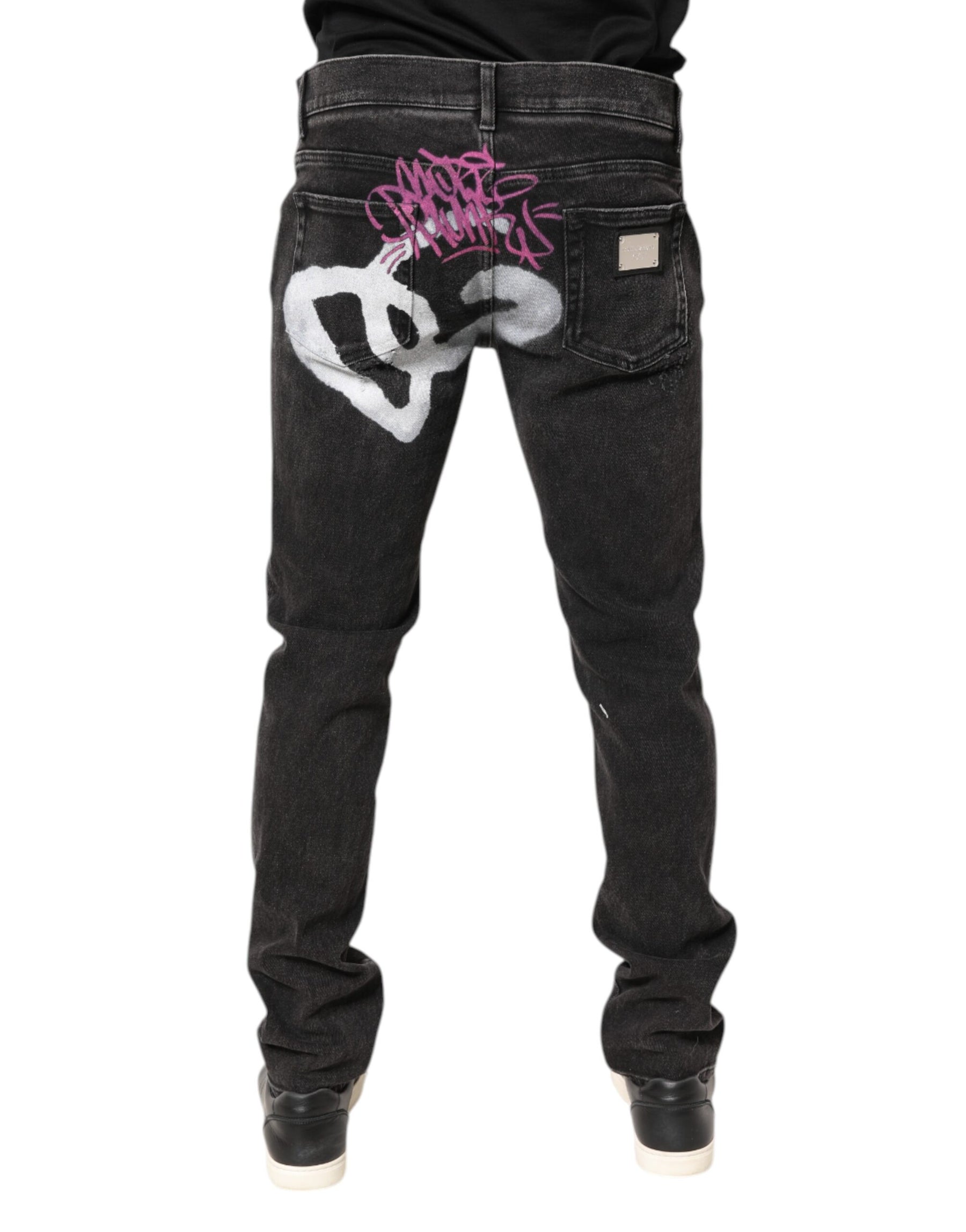 Dolce & Gabbana Gray Washed Cotton Skinny Denim Jeans | Regal Royce