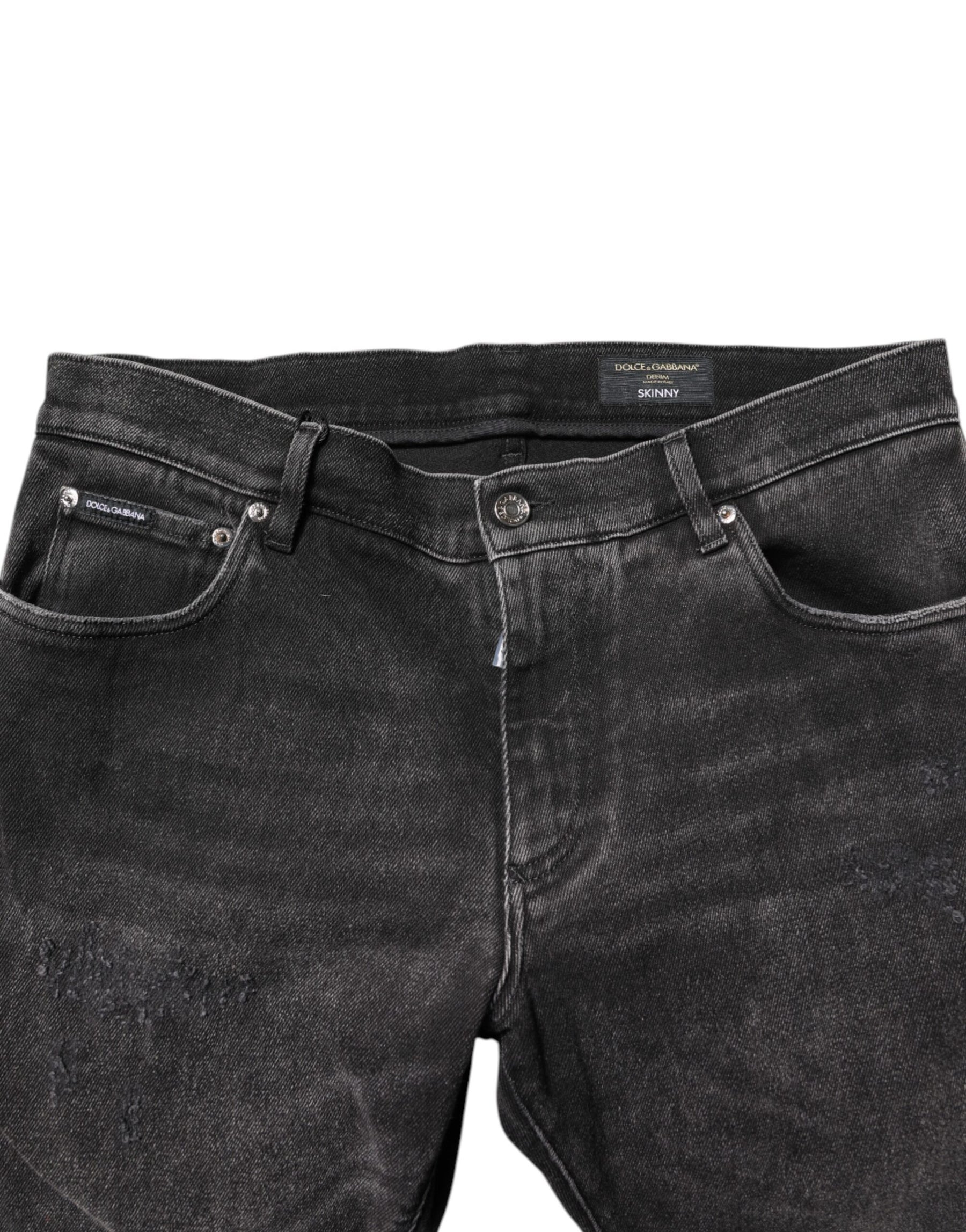 Dolce & Gabbana Gray Washed Cotton Skinny Denim Jeans | Regal Royce