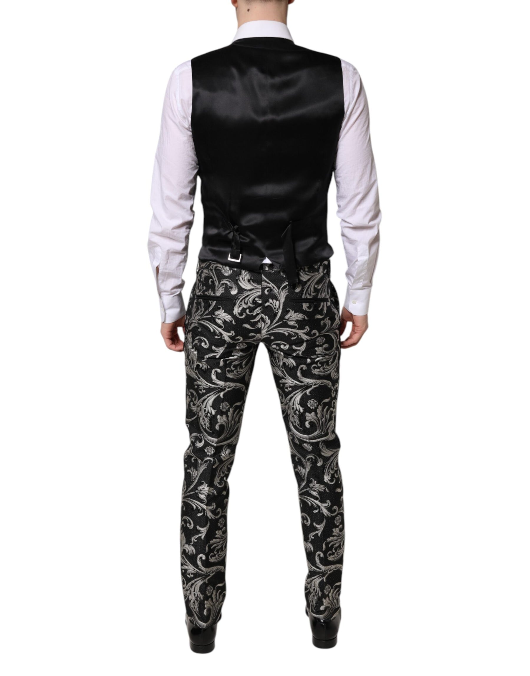 Dolce & Gabbana Black Gray MARTINI Jacquard Men 3 Piece Suit | Regal Royce