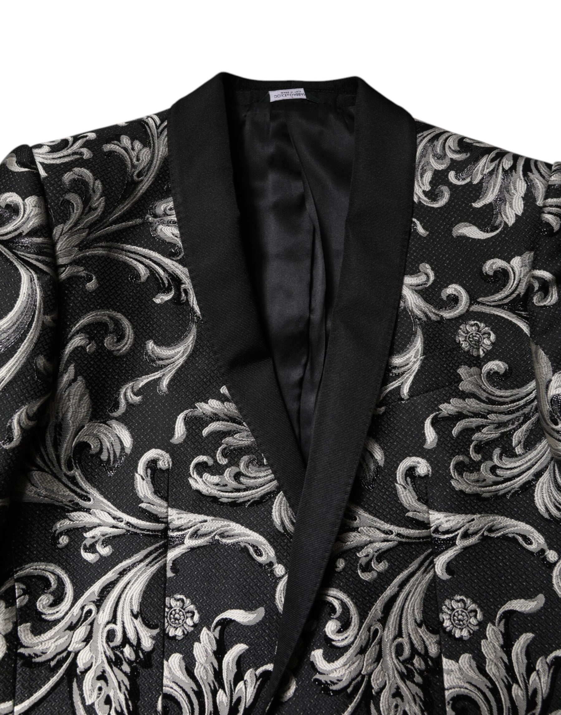 Dolce & Gabbana Black Gray MARTINI Jacquard Men 3 Piece Suit | Regal Royce