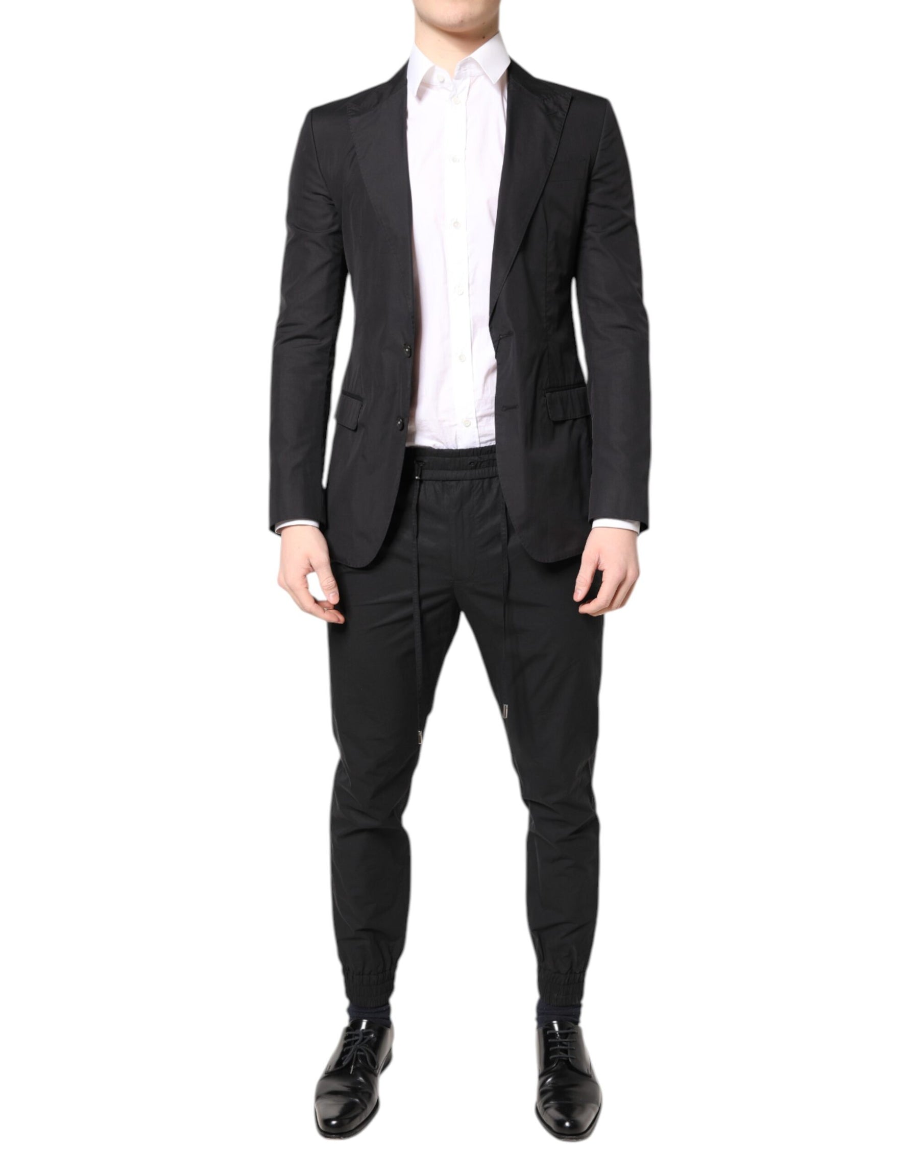 Dolce & Gabbana Black Cotton TAORMINA Formal 2 Piece Suit | Regal Royce