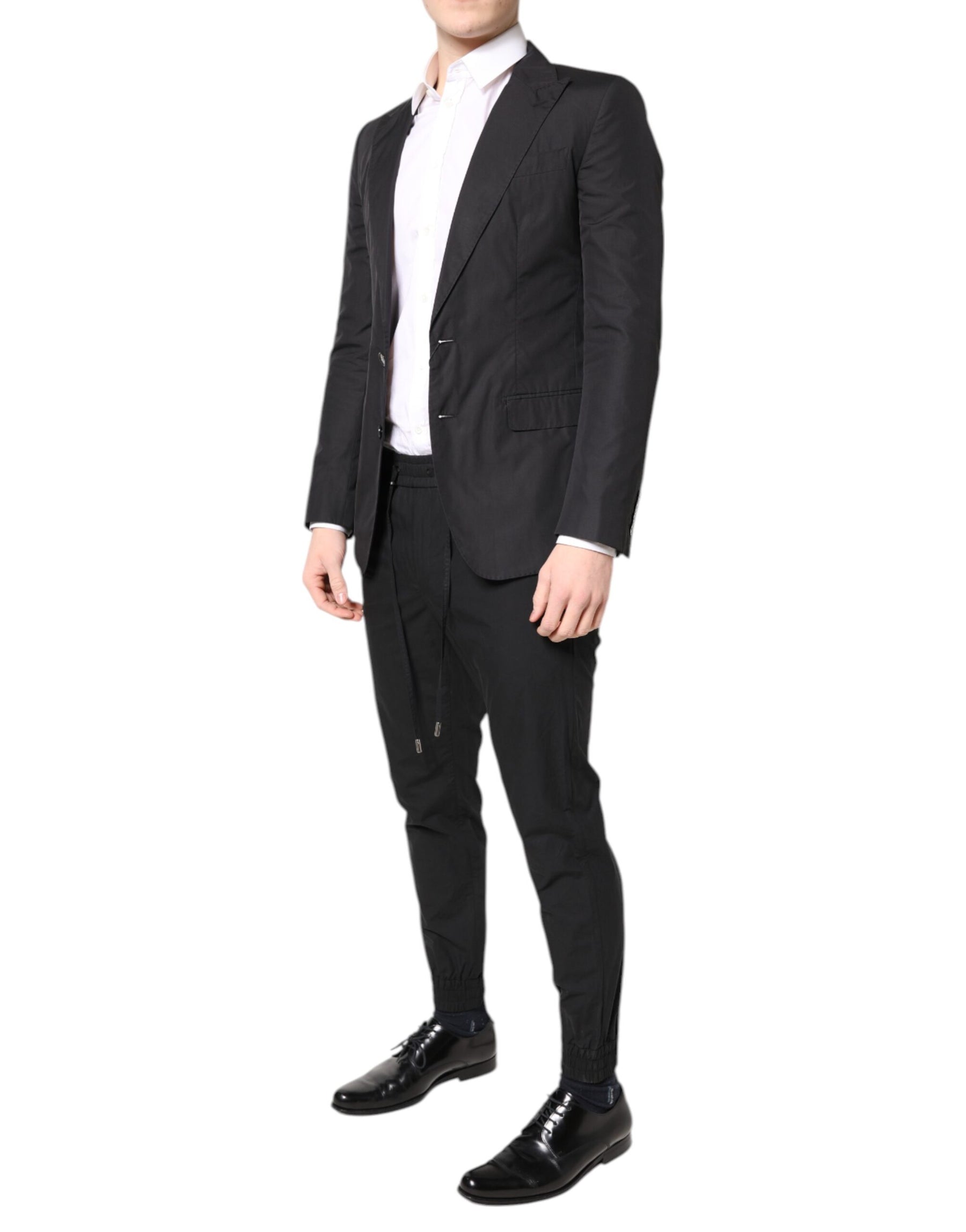 Dolce & Gabbana Black Cotton TAORMINA Formal 2 Piece Suit | Regal Royce