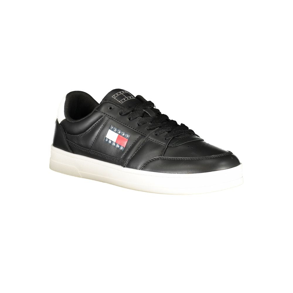 Tommy Hilfiger Black Leather Men Sneaker | Regal Royce