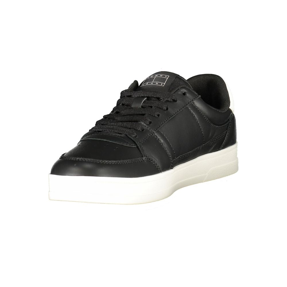 Tommy Hilfiger Black Leather Men Sneaker | Regal Royce