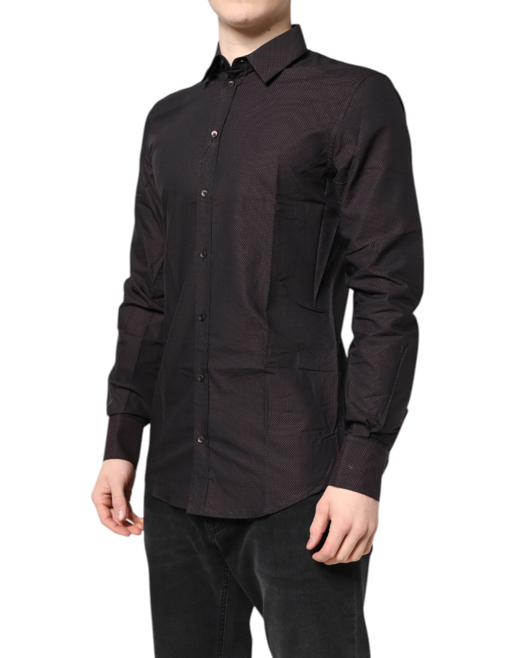 Dolce & Gabbana Maroon Jacquard Cotton GOLD Men Dress Shirt | Regal Royce