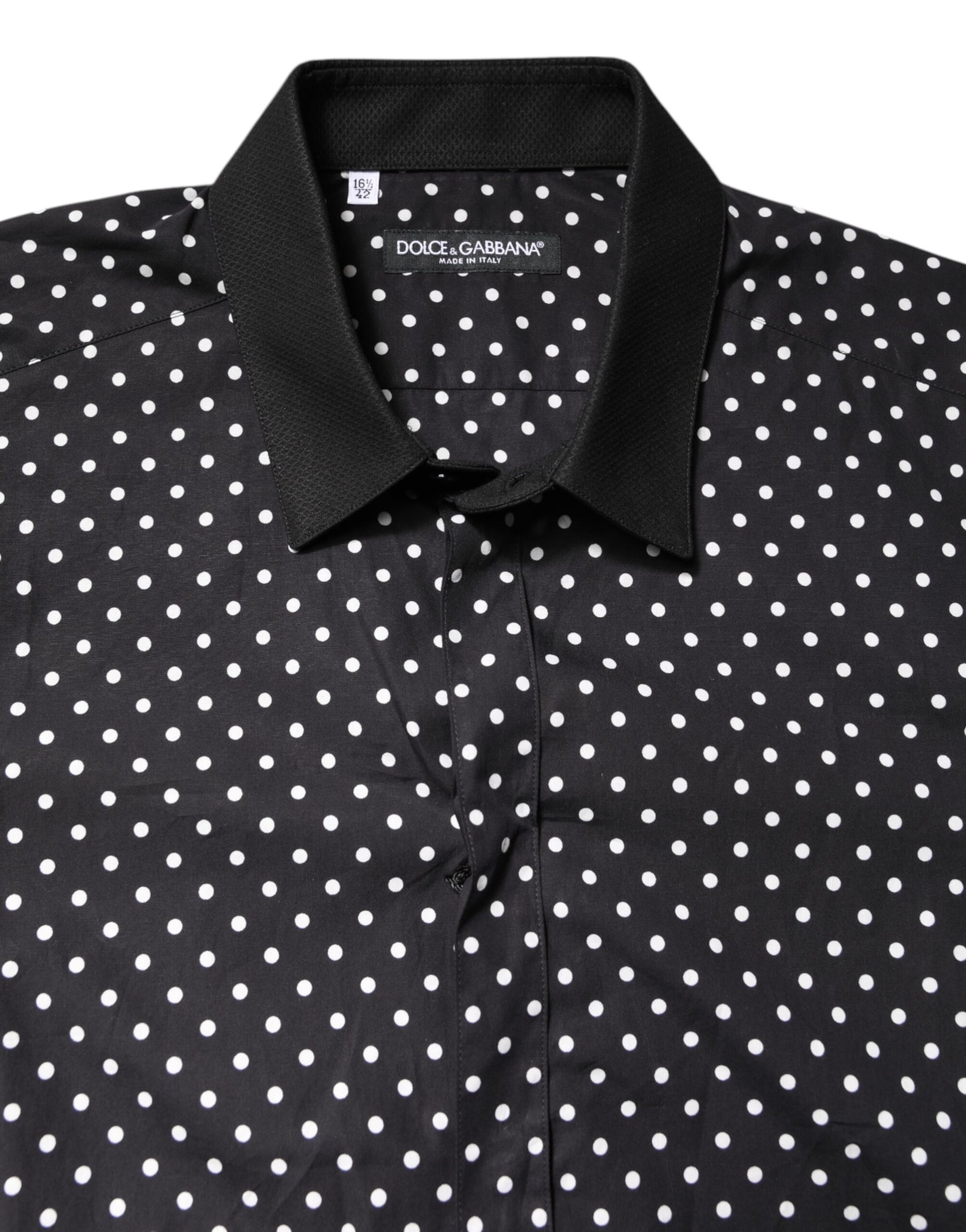 Dolce & Gabbana Black Polka Dot Cotton Formal Dress Shirt | Regal Royce