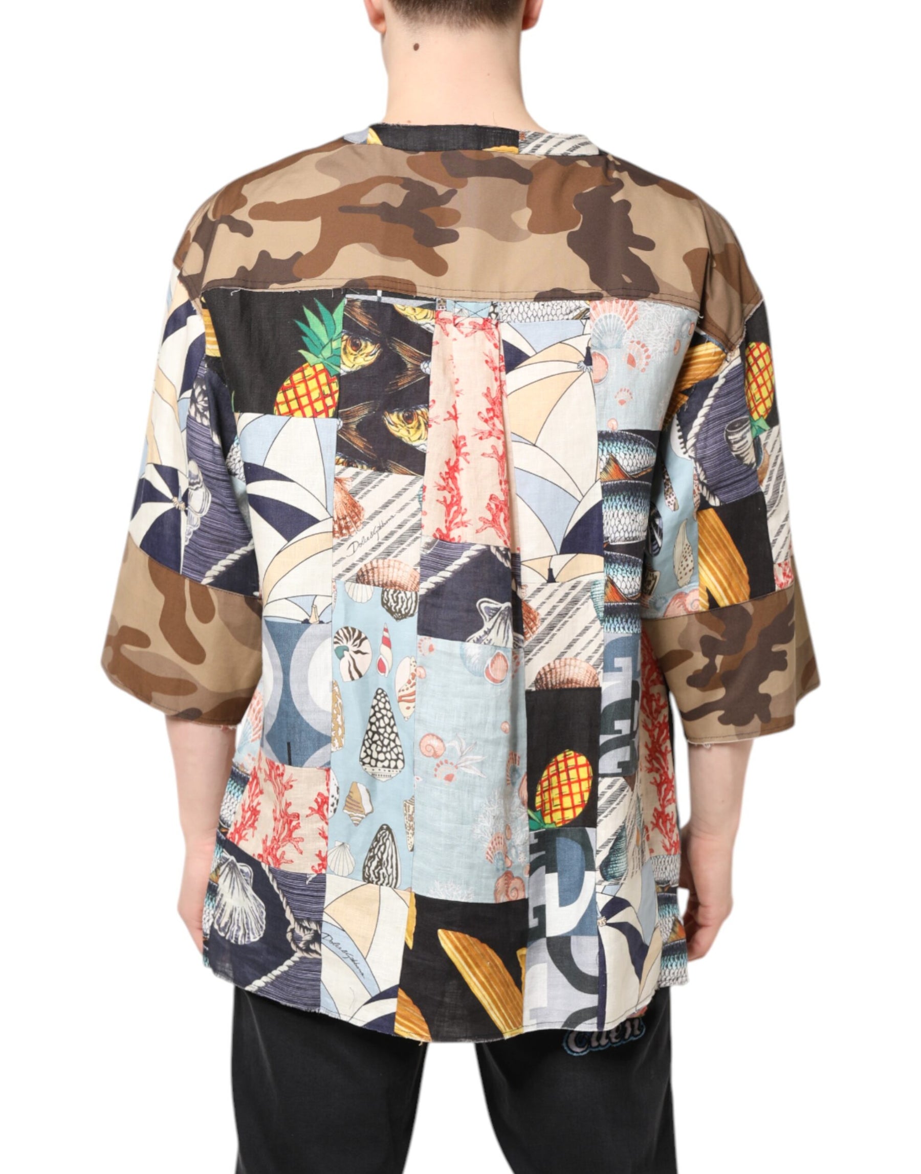 Dolce & Gabbana Multicolor Patchwork Short Sleeves Shirt | Regal Royce