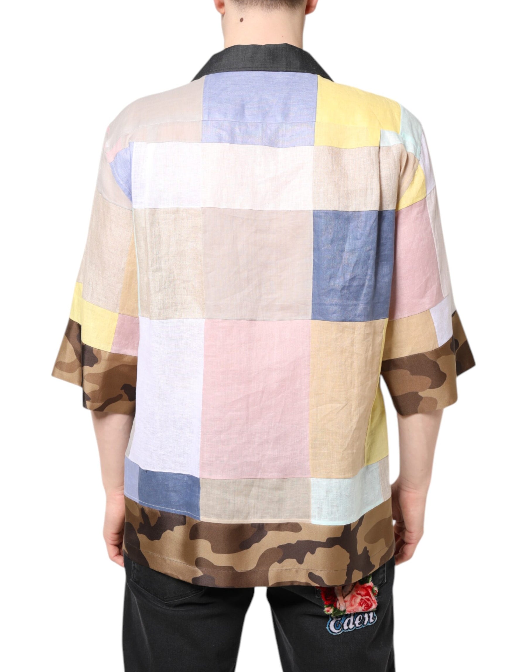 Dolce & Gabbana Multicolor Patchwork Short Sleeve Shirt | Regal Royce