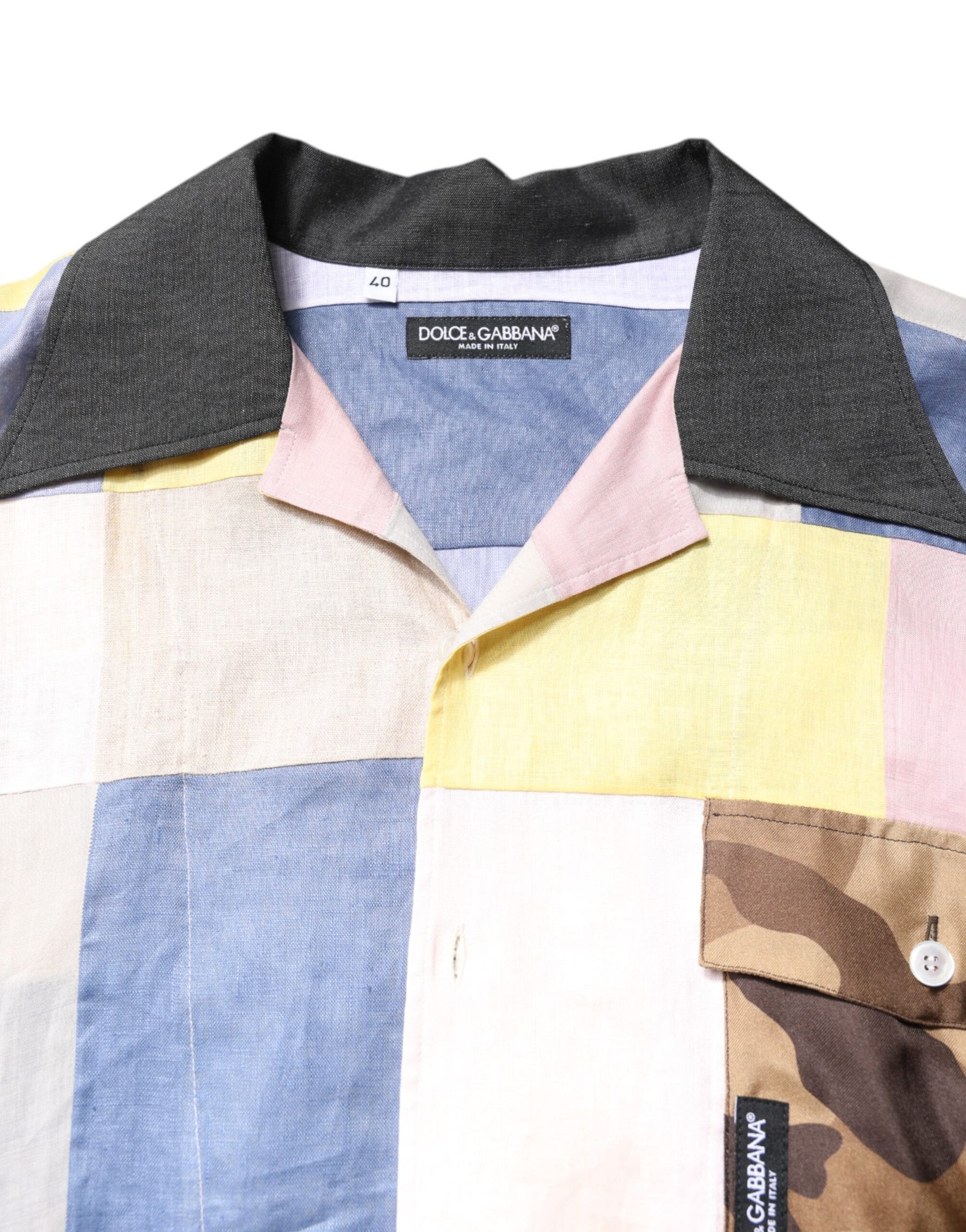 Dolce & Gabbana Multicolor Patchwork Short Sleeve Shirt | Regal Royce