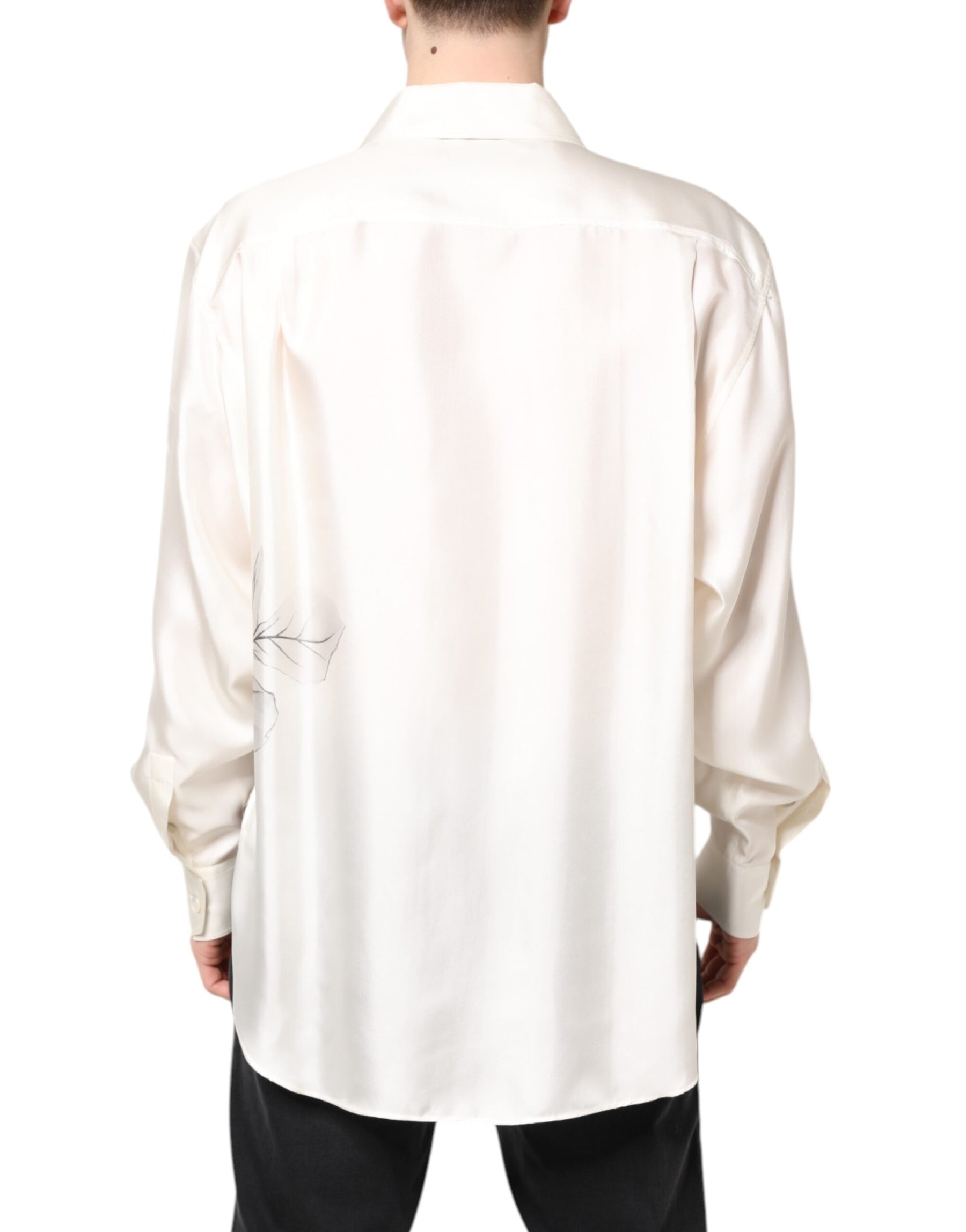 Dolce & Gabbana Ivory Silk Long Sleeves Men Casual Shirt | Regal Royce