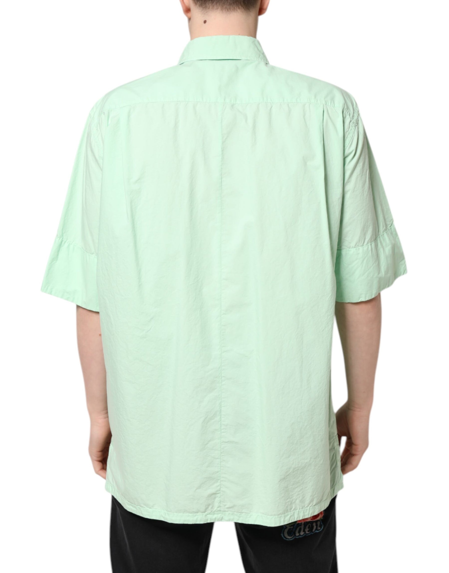 Dolce & Gabbana Green Cotton Short Sleeves Men Casual Shirt | Regal Royce