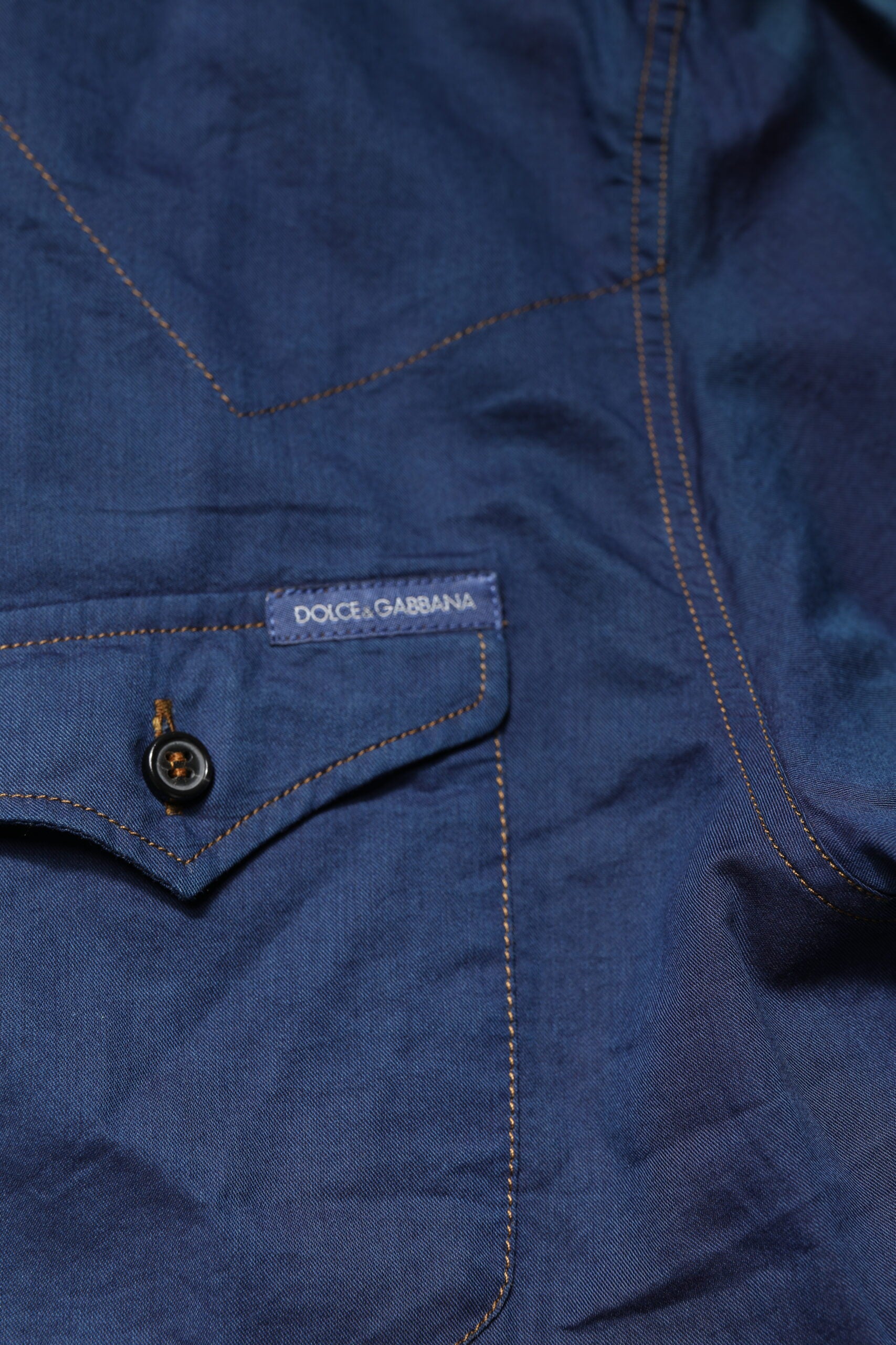 Dolce & Gabbana Blue Cotton GOLD Long Sleeves Casual Shirt | Regal Royce