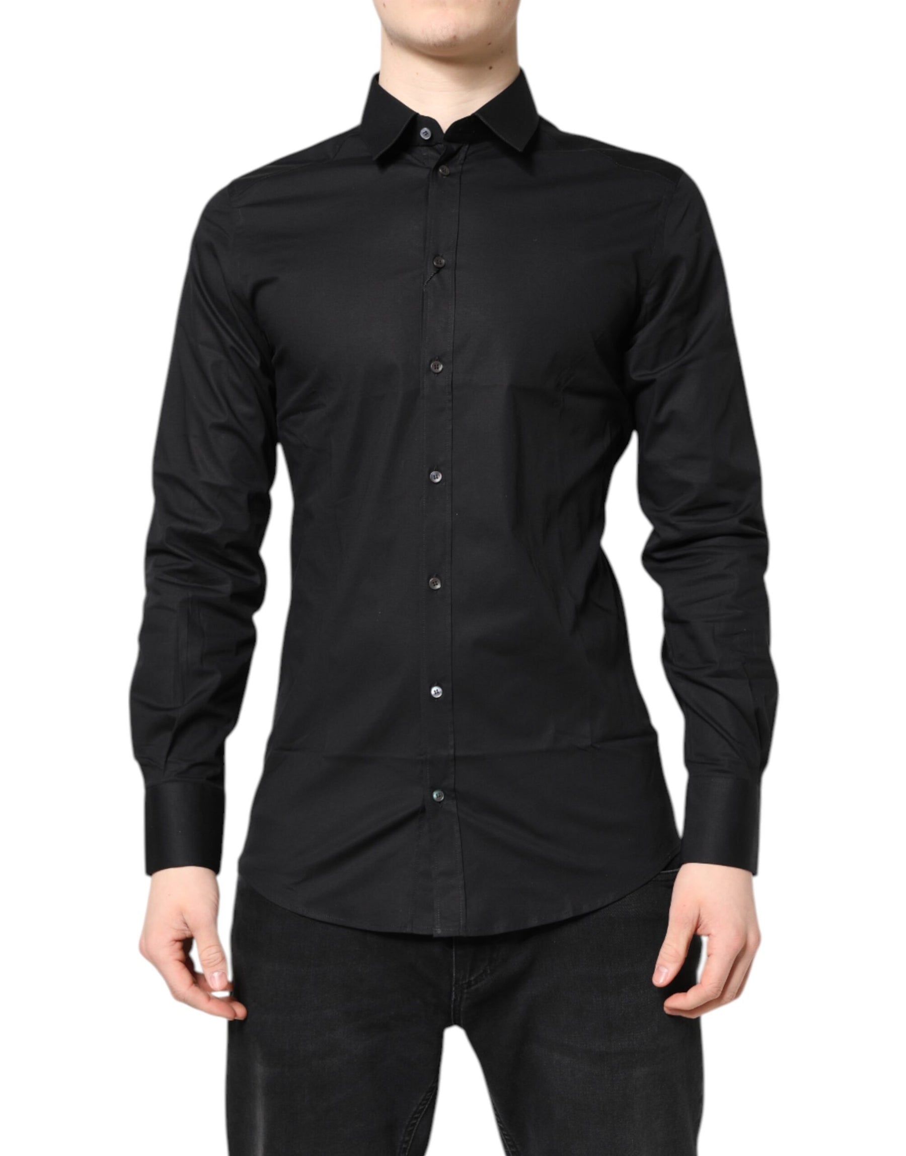 Dolce & Gabbana Black GOLD Cotton Long Sleeves Dress Shirt | Regal Royce