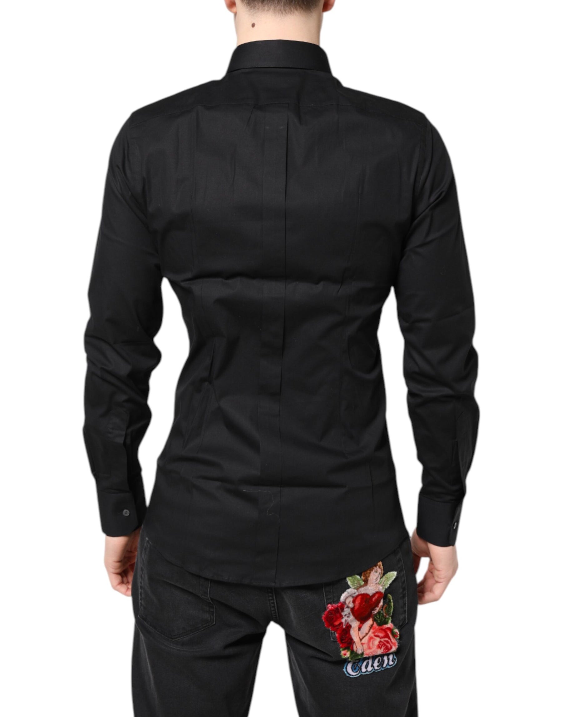 Dolce & Gabbana Black GOLD Cotton Long Sleeves Dress Shirt | Regal Royce