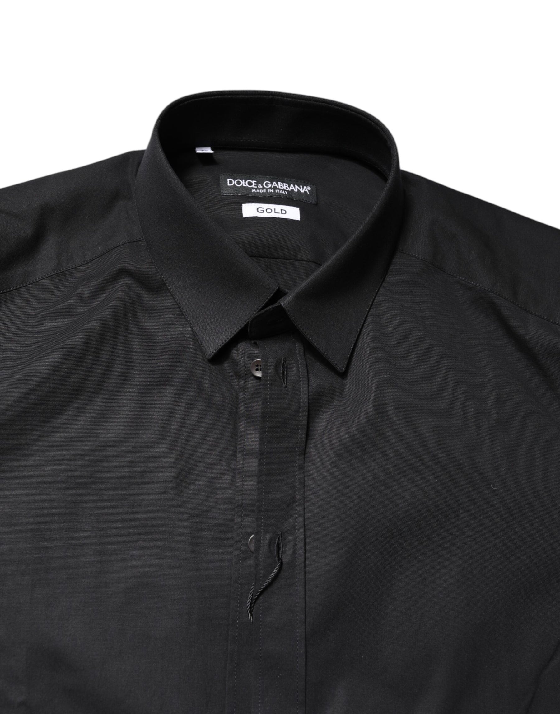 Dolce & Gabbana Black GOLD Cotton Long Sleeves Dress Shirt | Regal Royce