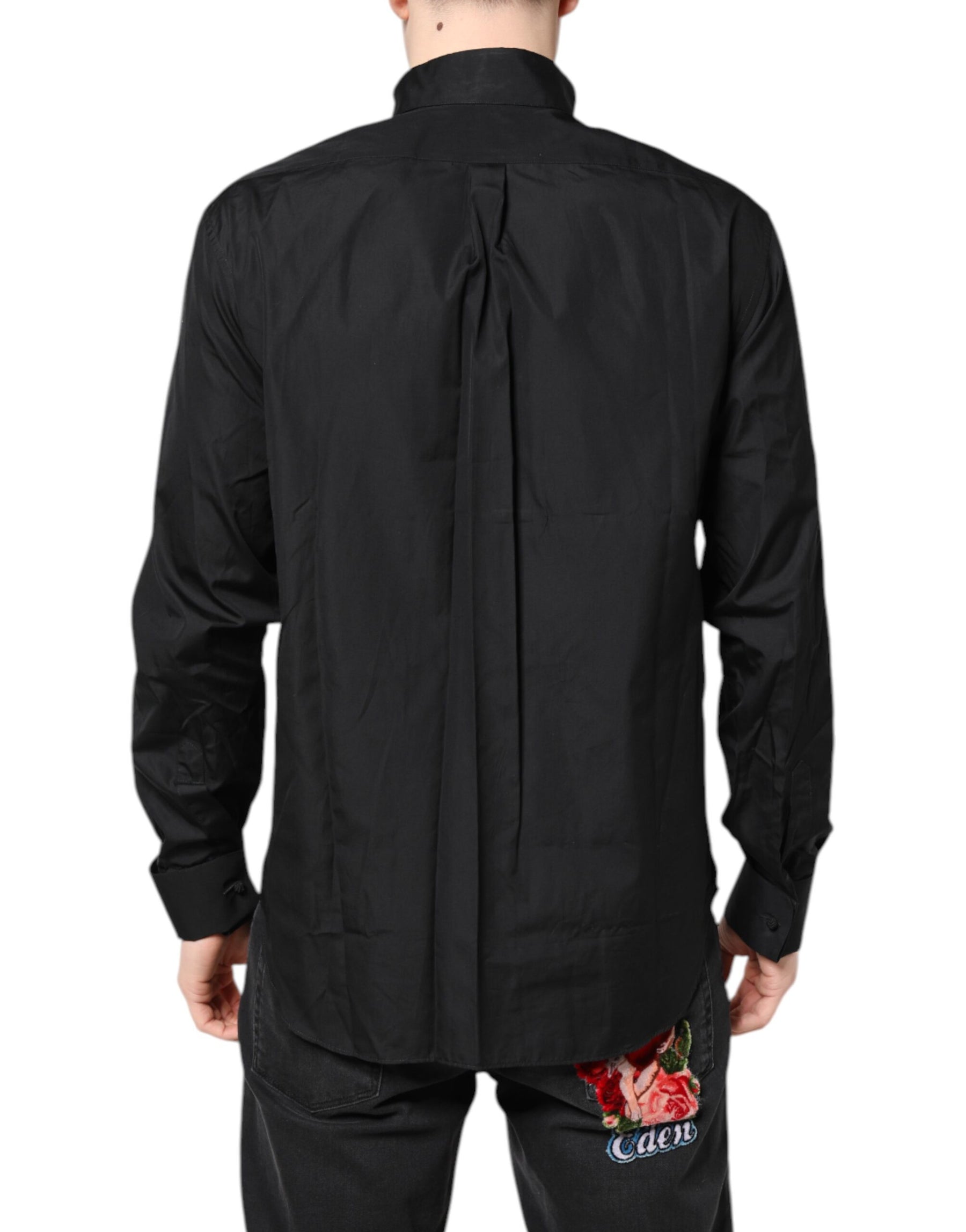 Emporio Armani Black Cotton Long Sleeves Formal Dress Shirt | Regal Royce