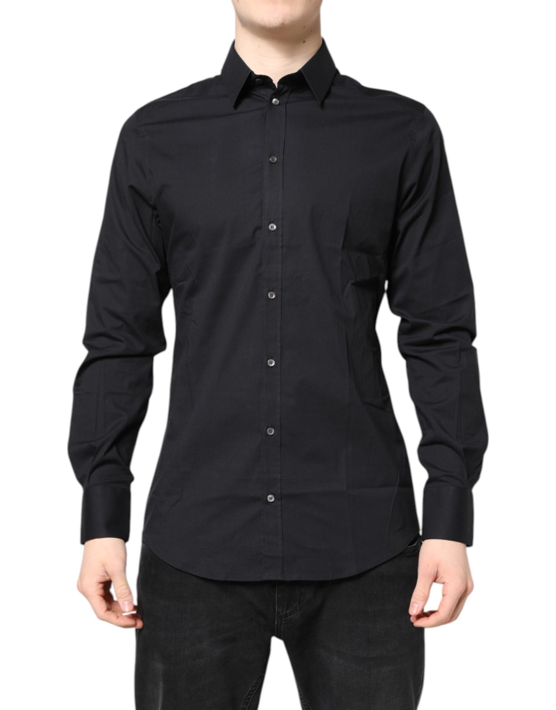 Dolce & Gabbana Black GOLD Cotton Long Sleeves Dress Shirt | Regal Royce