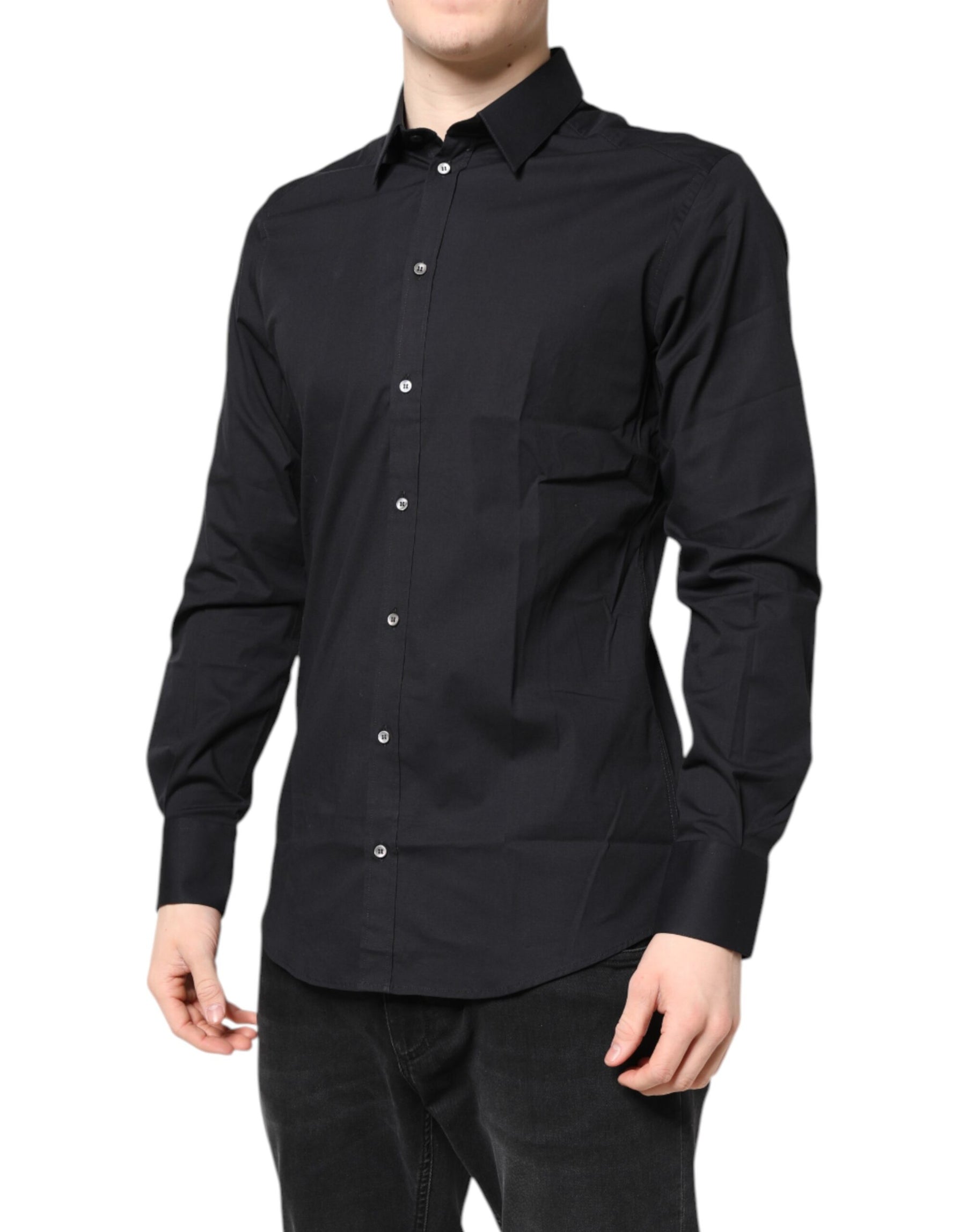 Dolce & Gabbana Black GOLD Cotton Long Sleeves Dress Shirt | Regal Royce