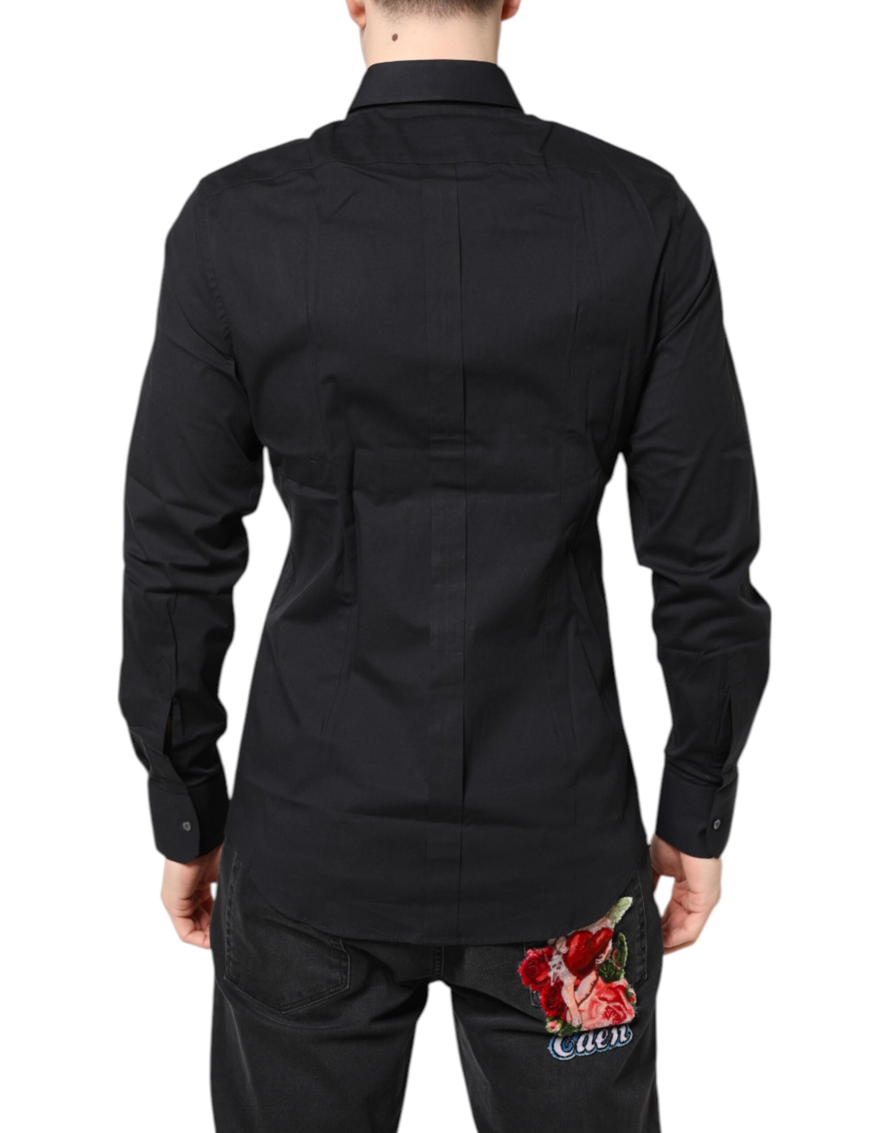 Dolce & Gabbana Black GOLD Cotton Long Sleeves Dress Shirt | Regal Royce