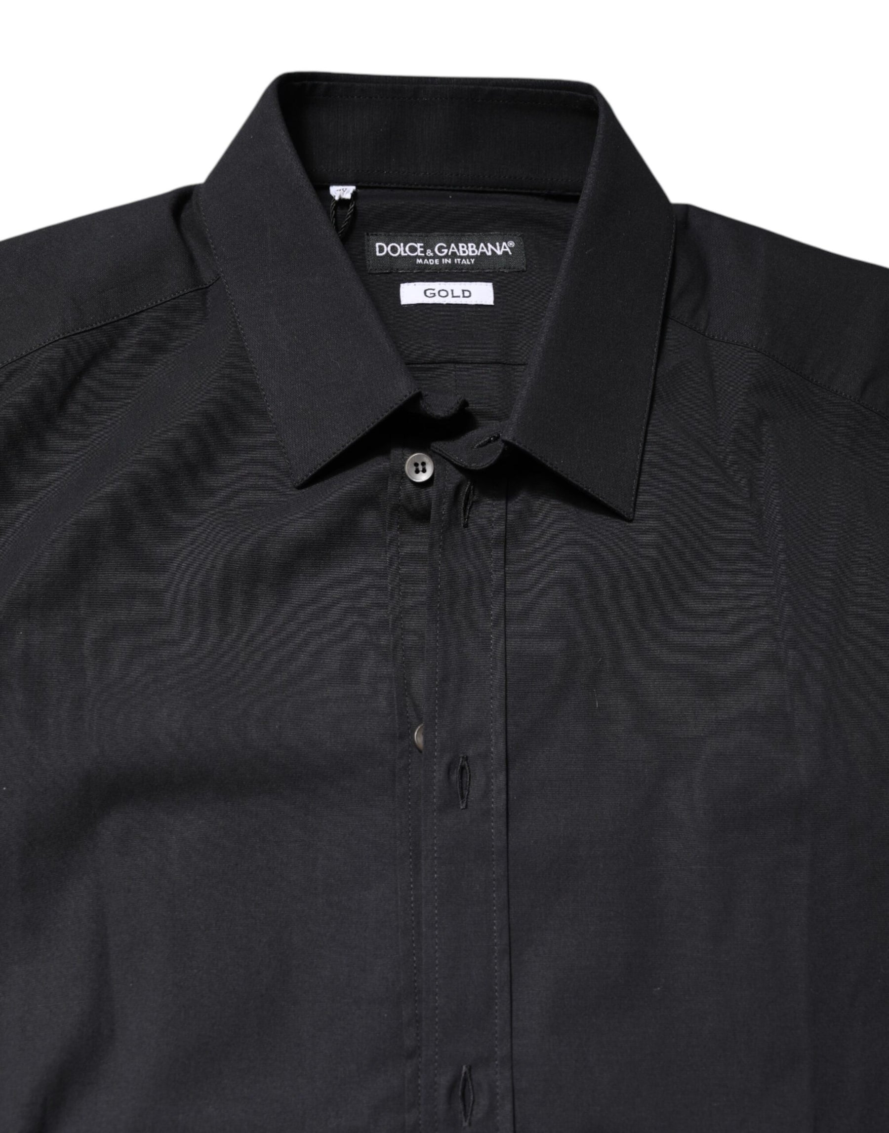 Dolce & Gabbana Black GOLD Cotton Long Sleeves Dress Shirt | Regal Royce
