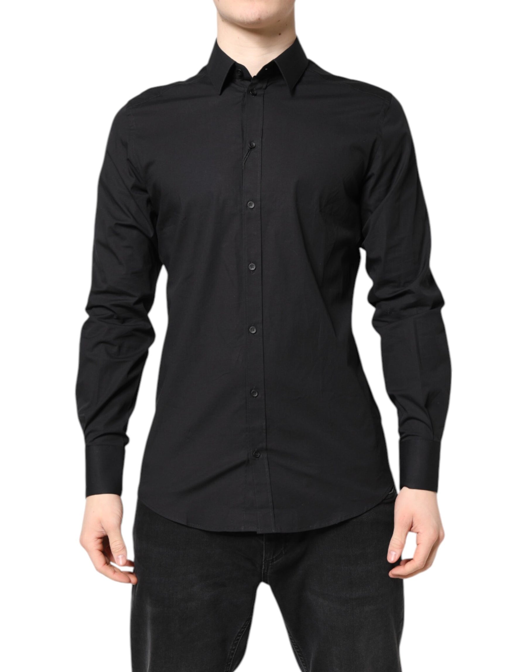 Dolce & Gabbana Black GOLD Cotton Dress Formal Shirt | Regal Royce