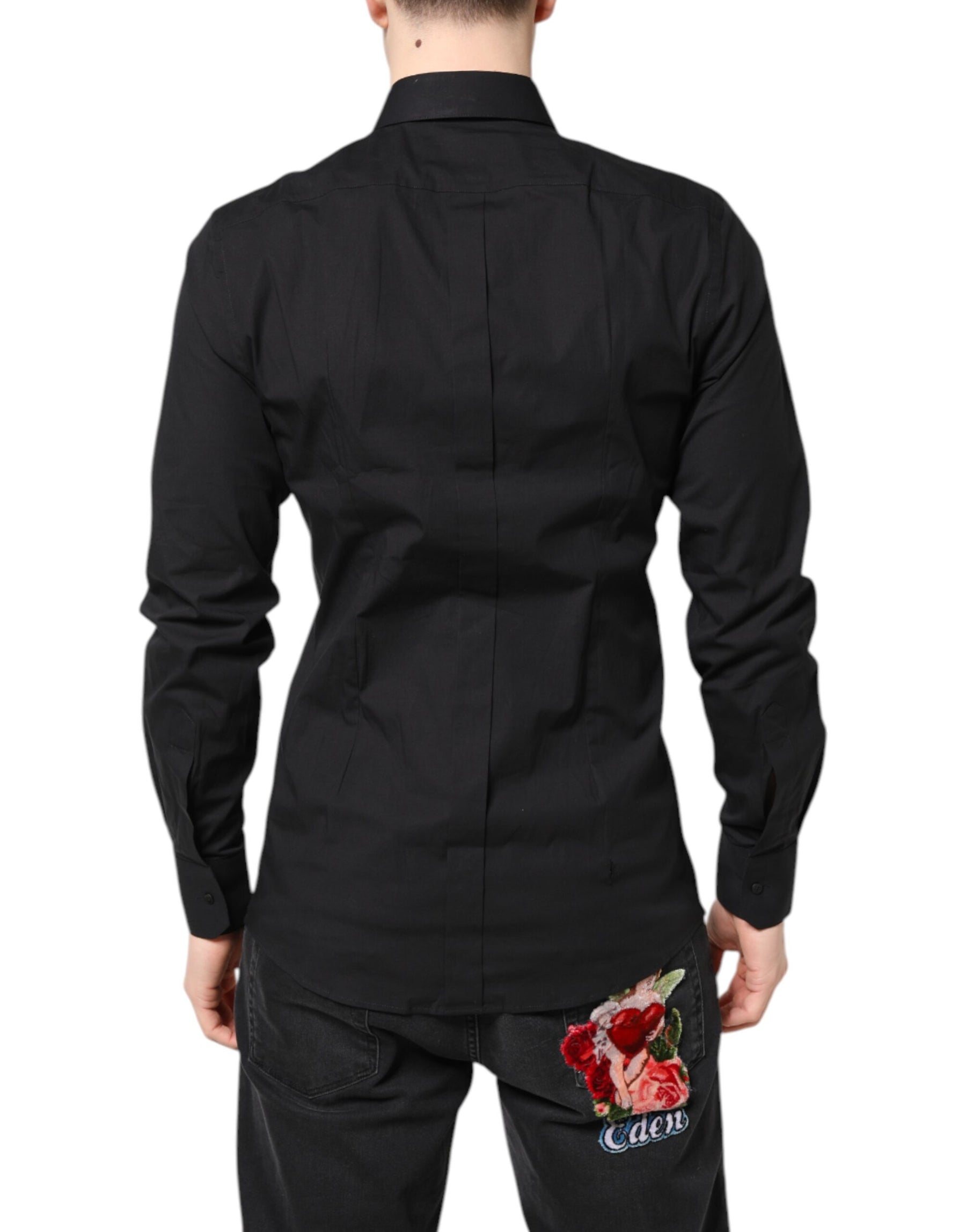 Dolce & Gabbana Black GOLD Cotton Dress Formal Shirt | Regal Royce