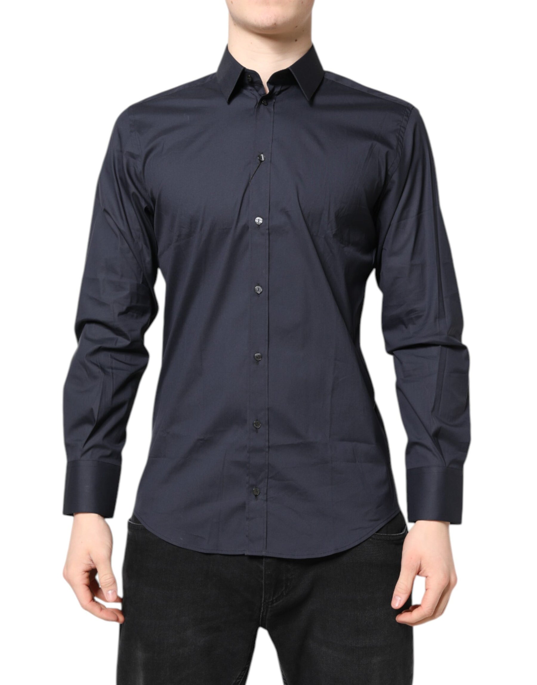 Dolce & Gabbana Dark Blue MARTINI Cotton Dress Formal Shirt | Regal Royce