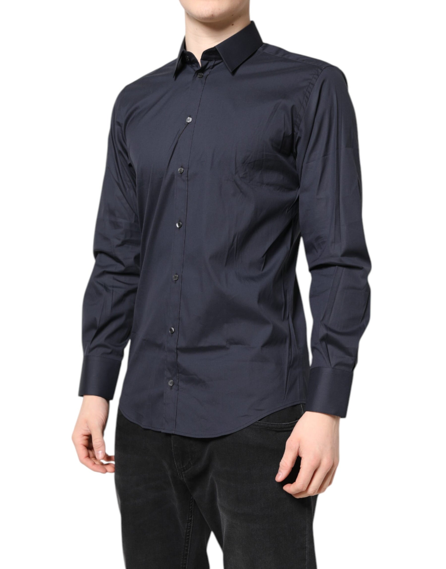 Dolce & Gabbana Dark Blue MARTINI Cotton Dress Formal Shirt | Regal Royce