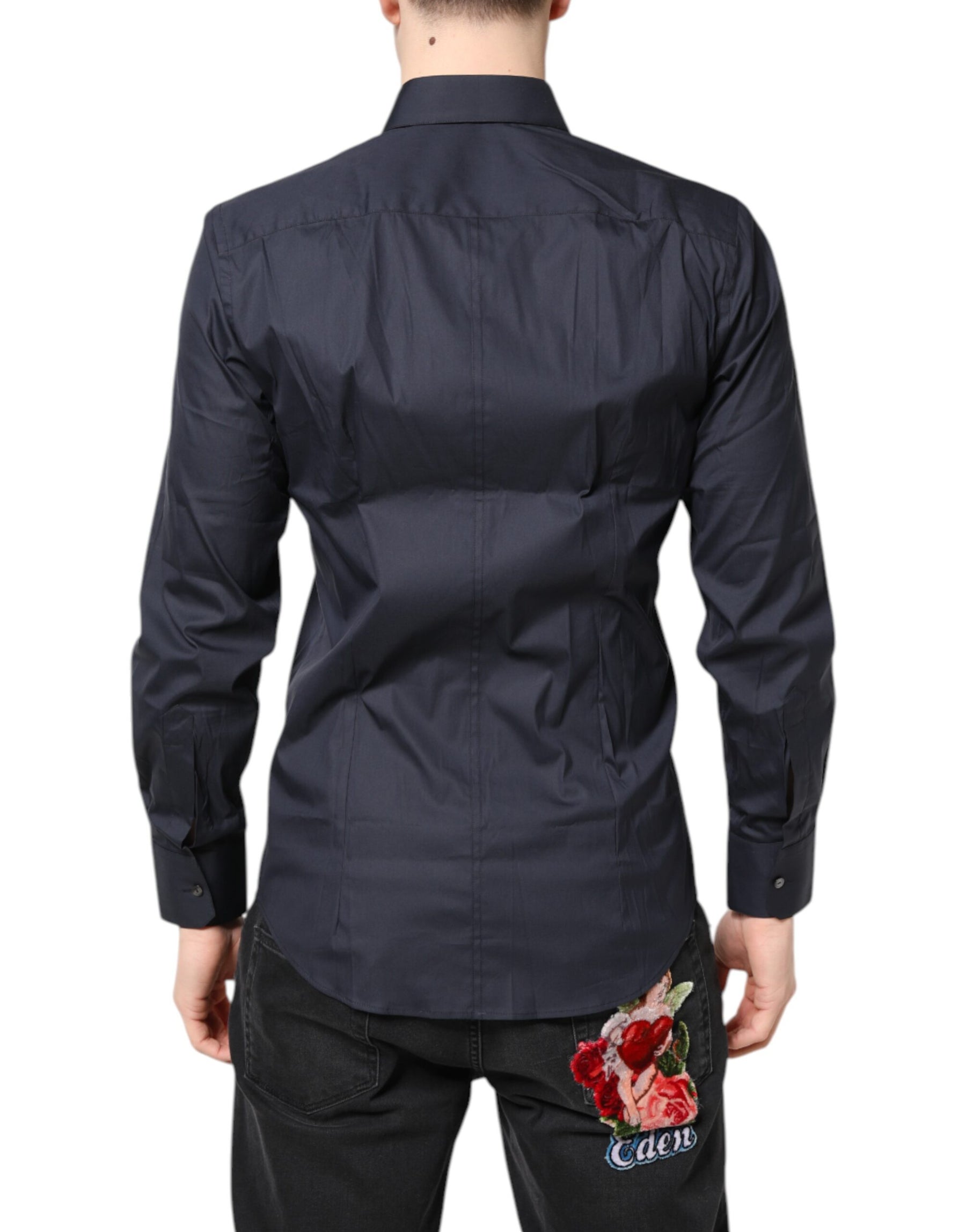 Dolce & Gabbana Dark Blue MARTINI Cotton Dress Formal Shirt | Regal Royce