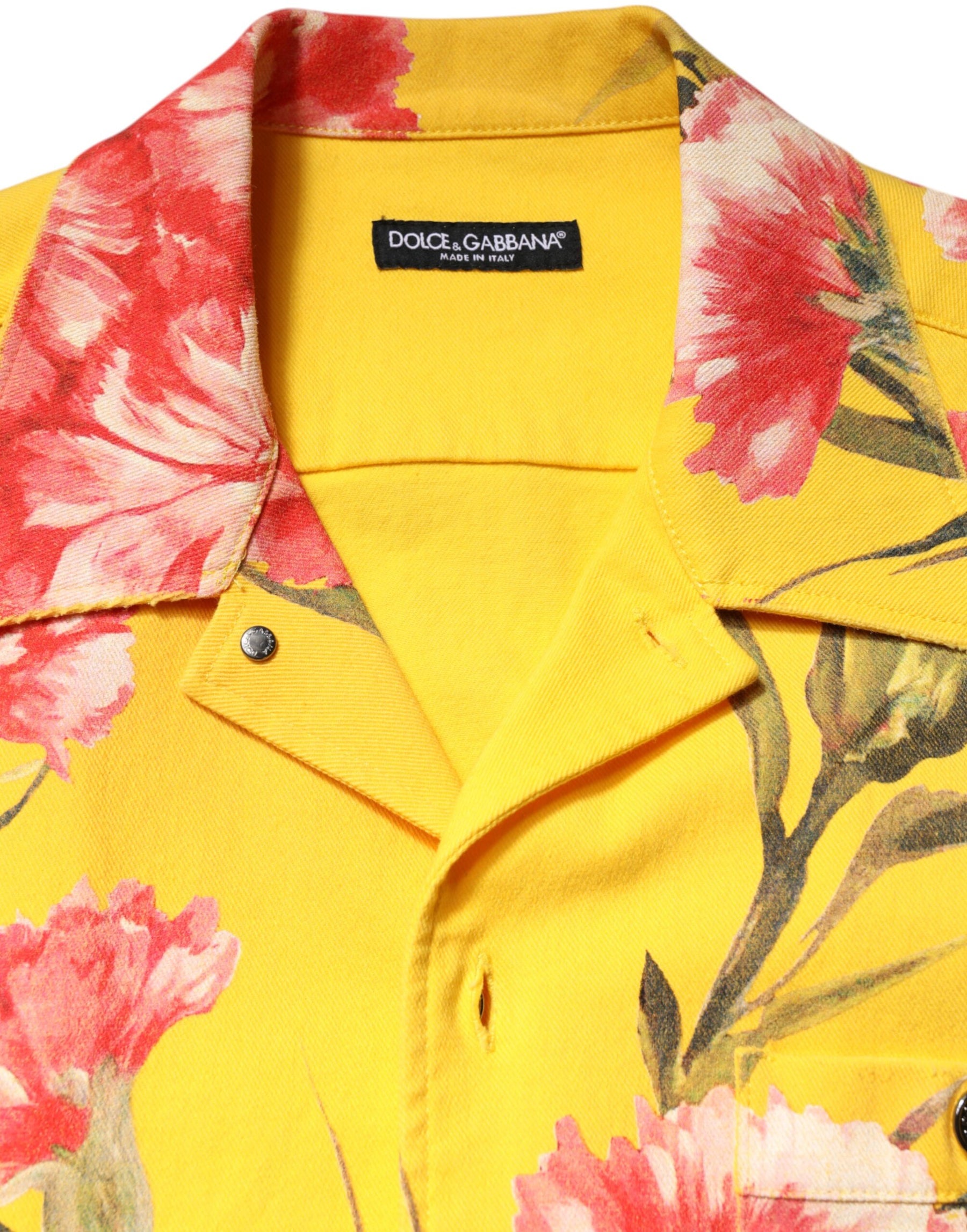 Dolce & Gabbana Yellow Floral Men Button Down Casual Shirt | Regal Royce