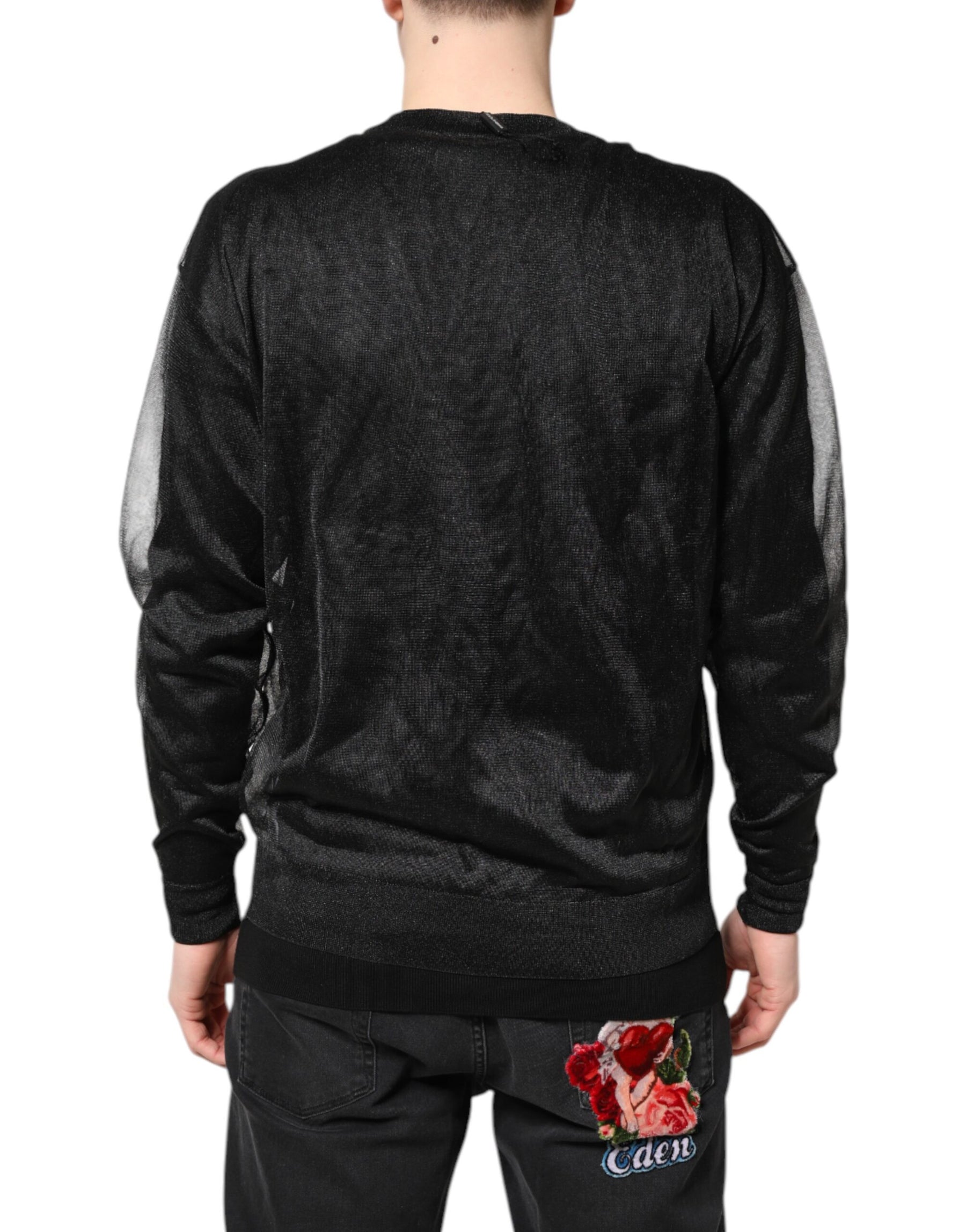 Dolce & Gabbana Black Logo Knitted Crewneck Pullover Sweater | Regal Royce