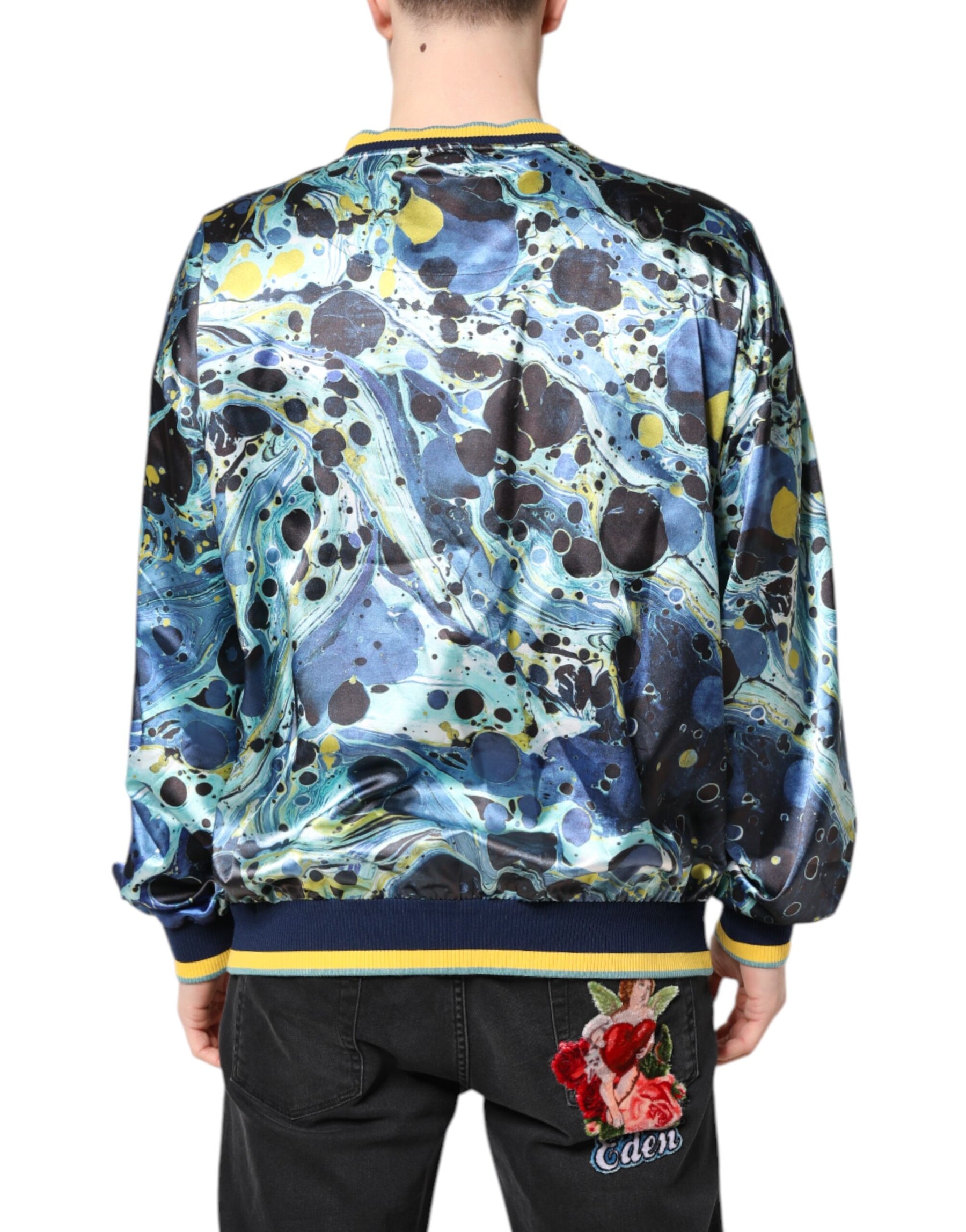 Dolce & Gabbana Multicolor Marble Print Men Pullover Sweater | Regal Royce
