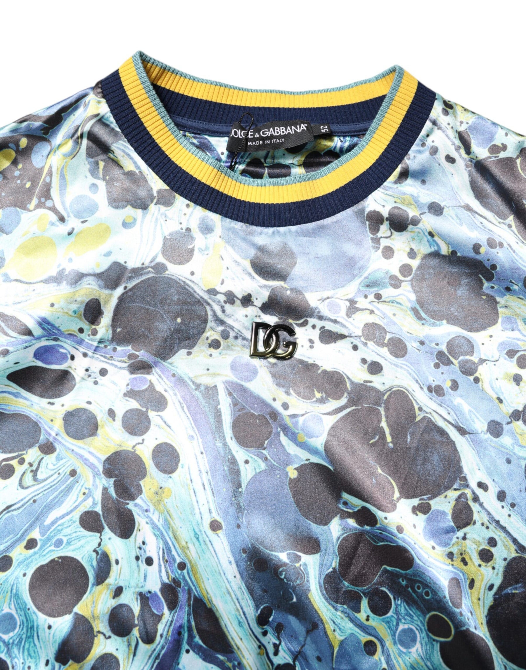 Dolce & Gabbana Multicolor Marble Print Men Pullover Sweater | Regal Royce