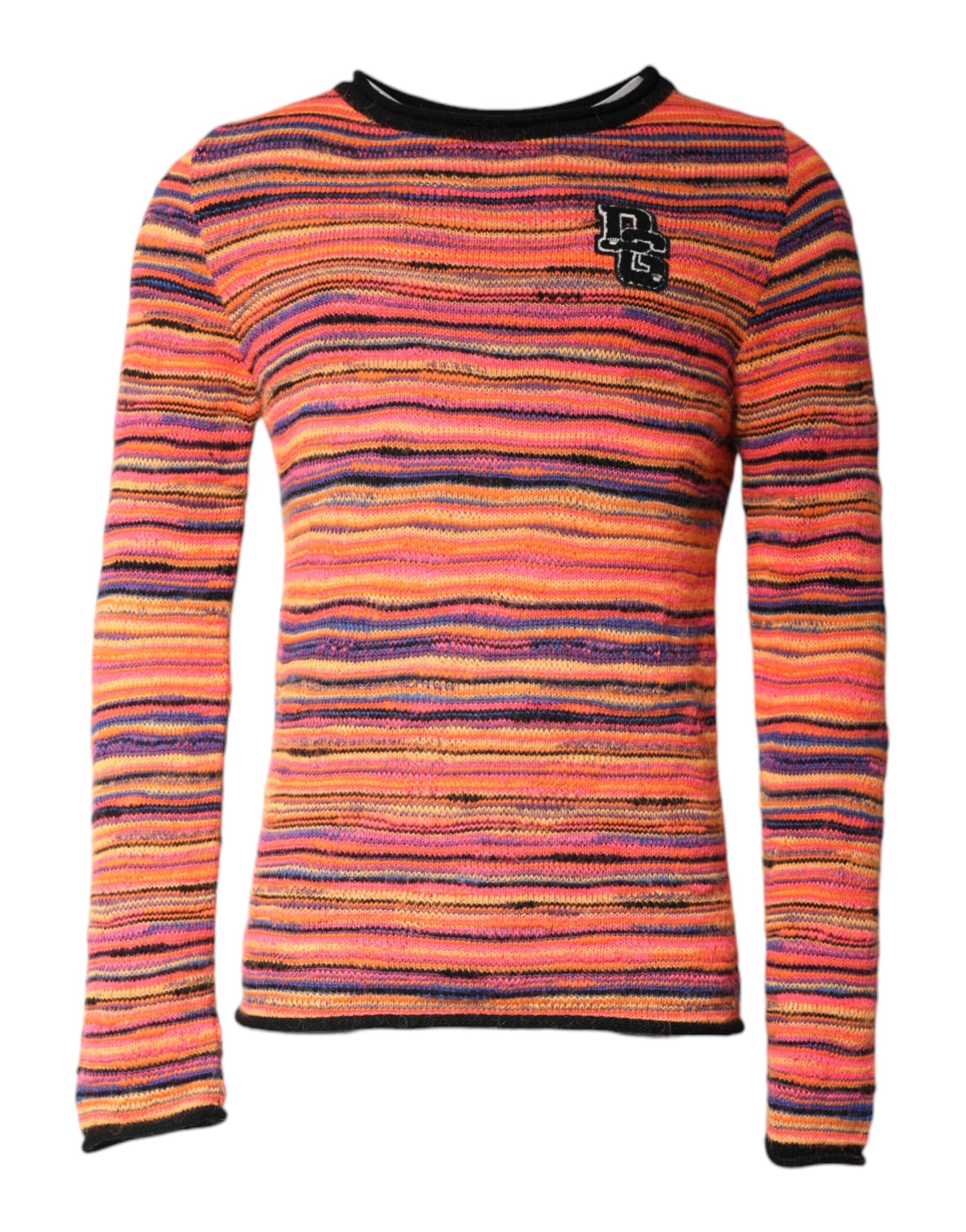 Dolce & Gabbana Multicolor Wool DGLogo Knit Pullover Sweater | Regal Royce