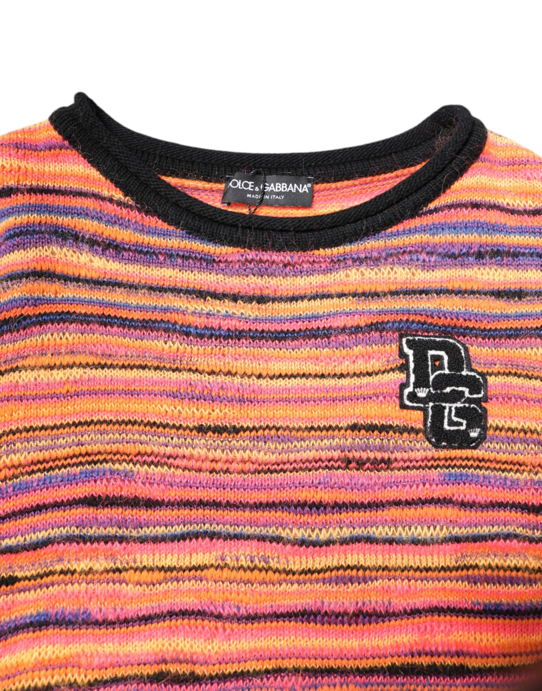 Dolce & Gabbana Multicolor Wool DGLogo Knit Pullover Sweater | Regal Royce