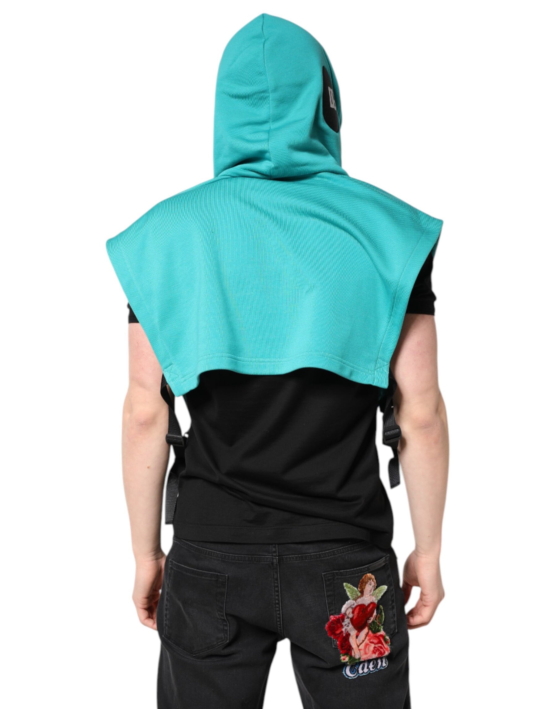 Dolce & Gabbana Green Cotton Hooded Men Sportswear Vest Sweater | Regal Royce