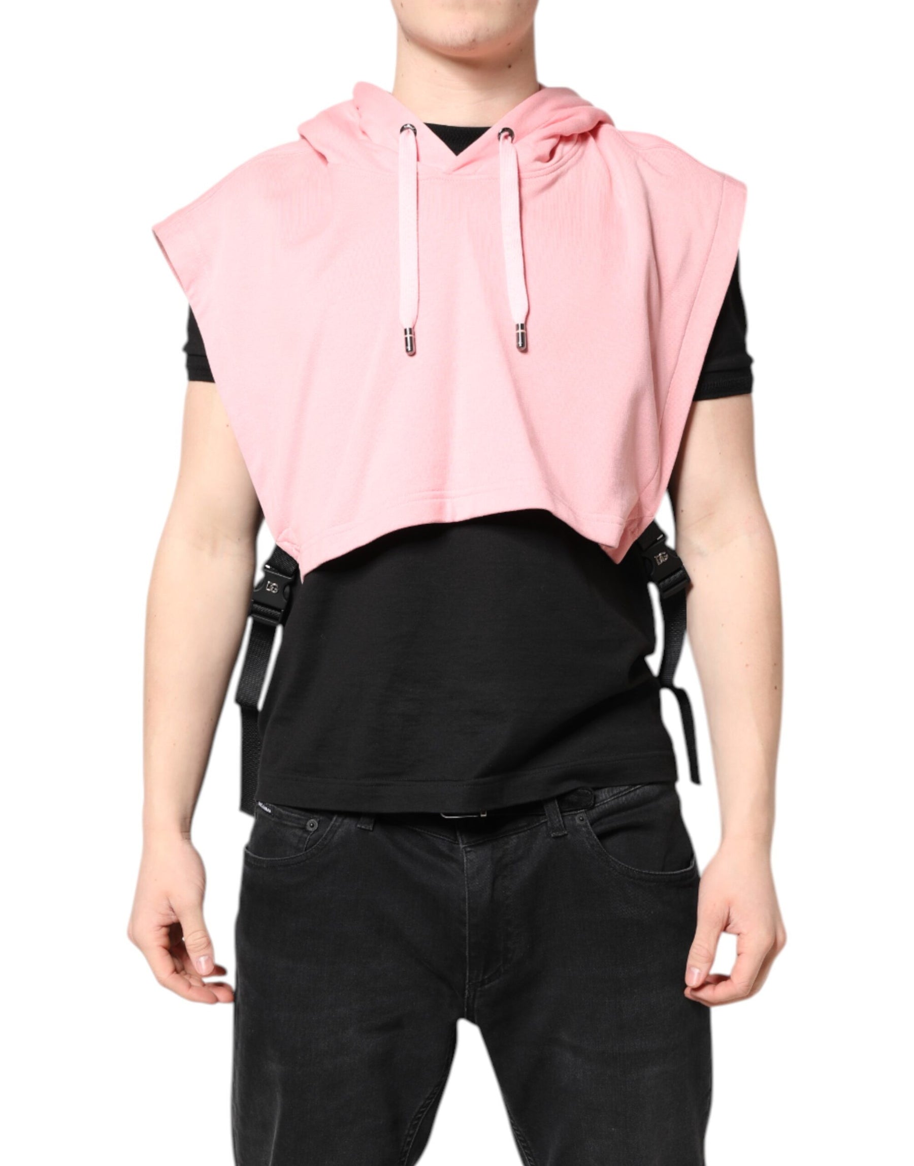 Dolce & Gabbana Pink Cotton Hooded Men Sportswear Vest Sweater | Regal Royce