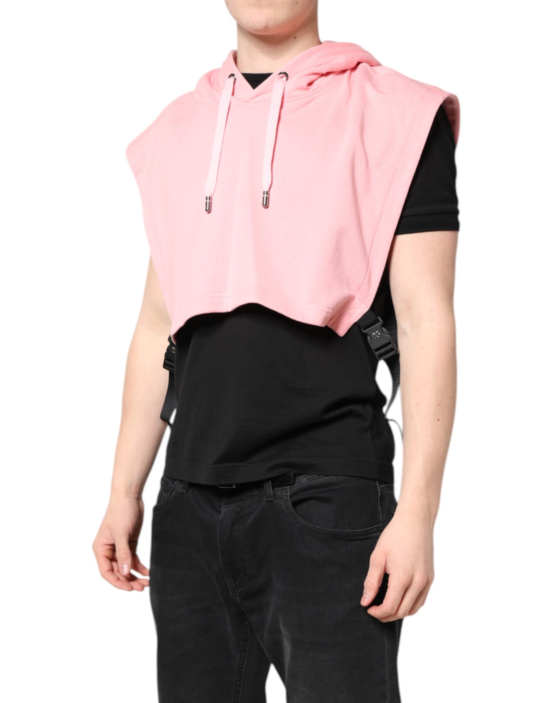 Dolce & Gabbana Pink Cotton Hooded Men Sportswear Vest Sweater | Regal Royce