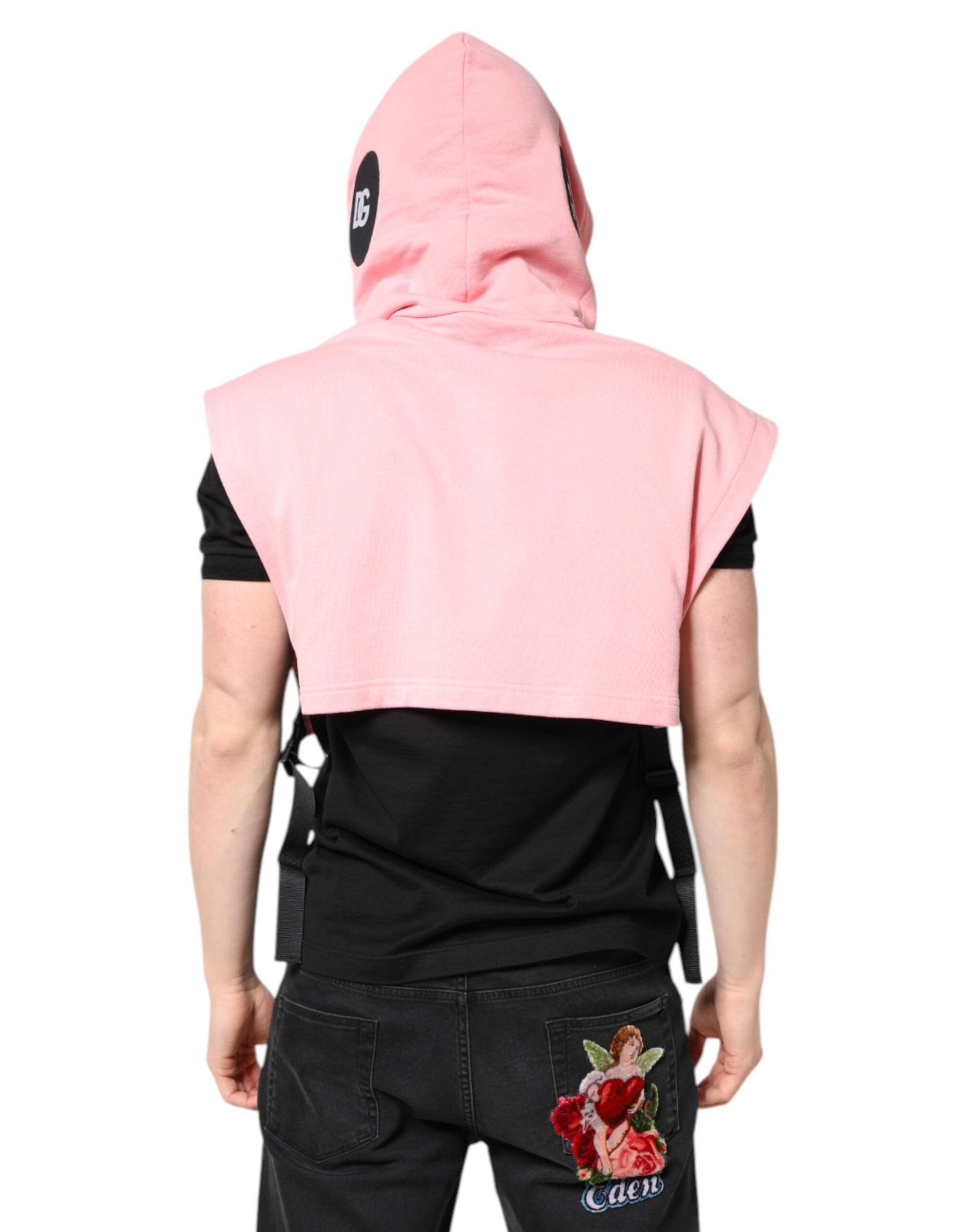 Dolce & Gabbana Pink Cotton Hooded Men Sportswear Vest Sweater | Regal Royce