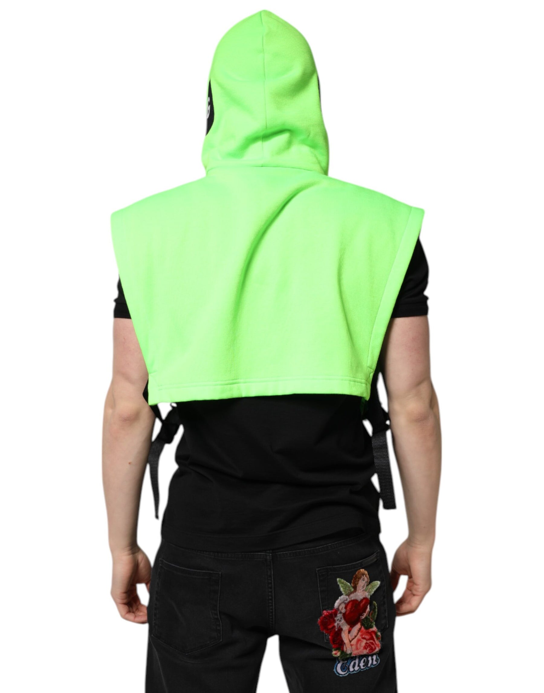 Dolce & Gabbana Green Polyester Hooded Sportswear Vest Sweater | Regal Royce