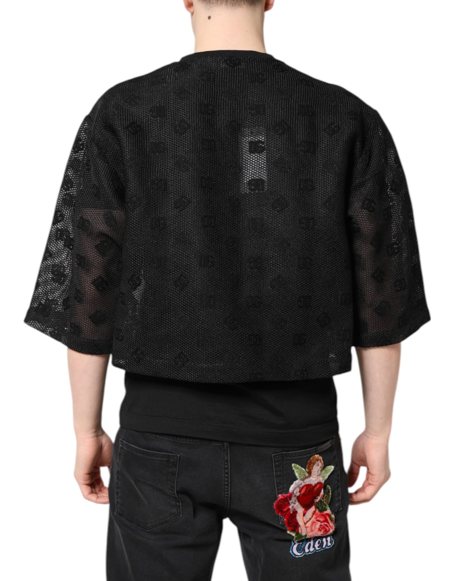 Dolce & Gabbana Black See Through Logo Short Sleeves T-shirt | Regal Royce