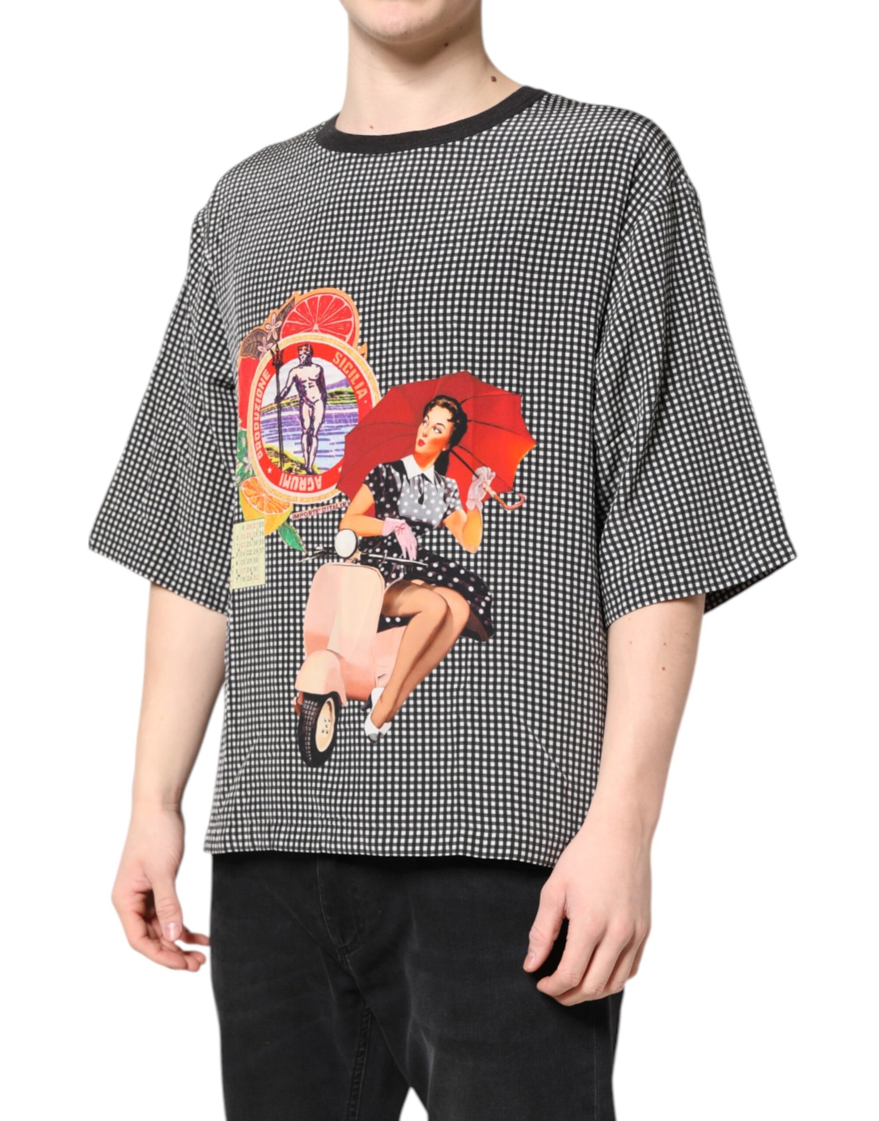 Dolce & Gabbana Black Graphic Print Short Sleeve T-shirt | Regal Royce