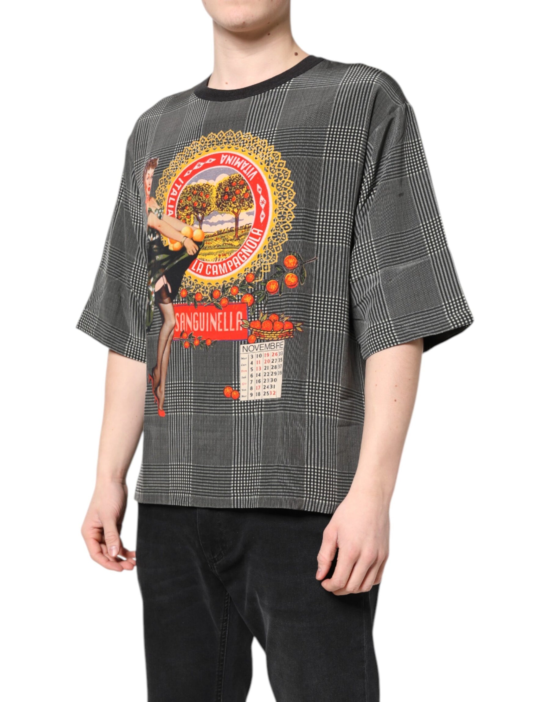 Dolce & Gabbana Black White Graphic Print Short Sleeve T-shirt | Regal Royce