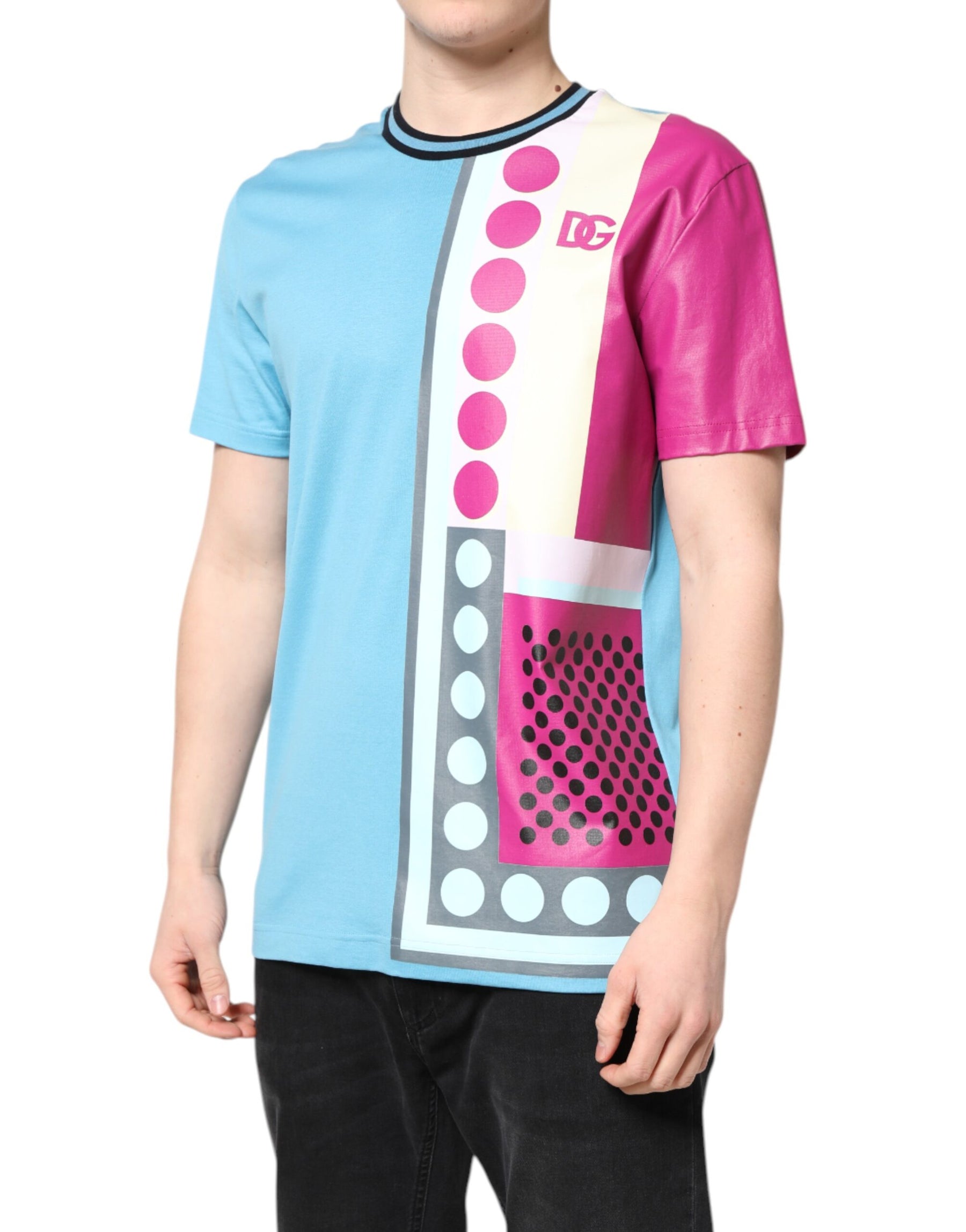 Dolce & Gabbana Multicolor Printed Logo Short Sleeve T-shirt | Regal Royce