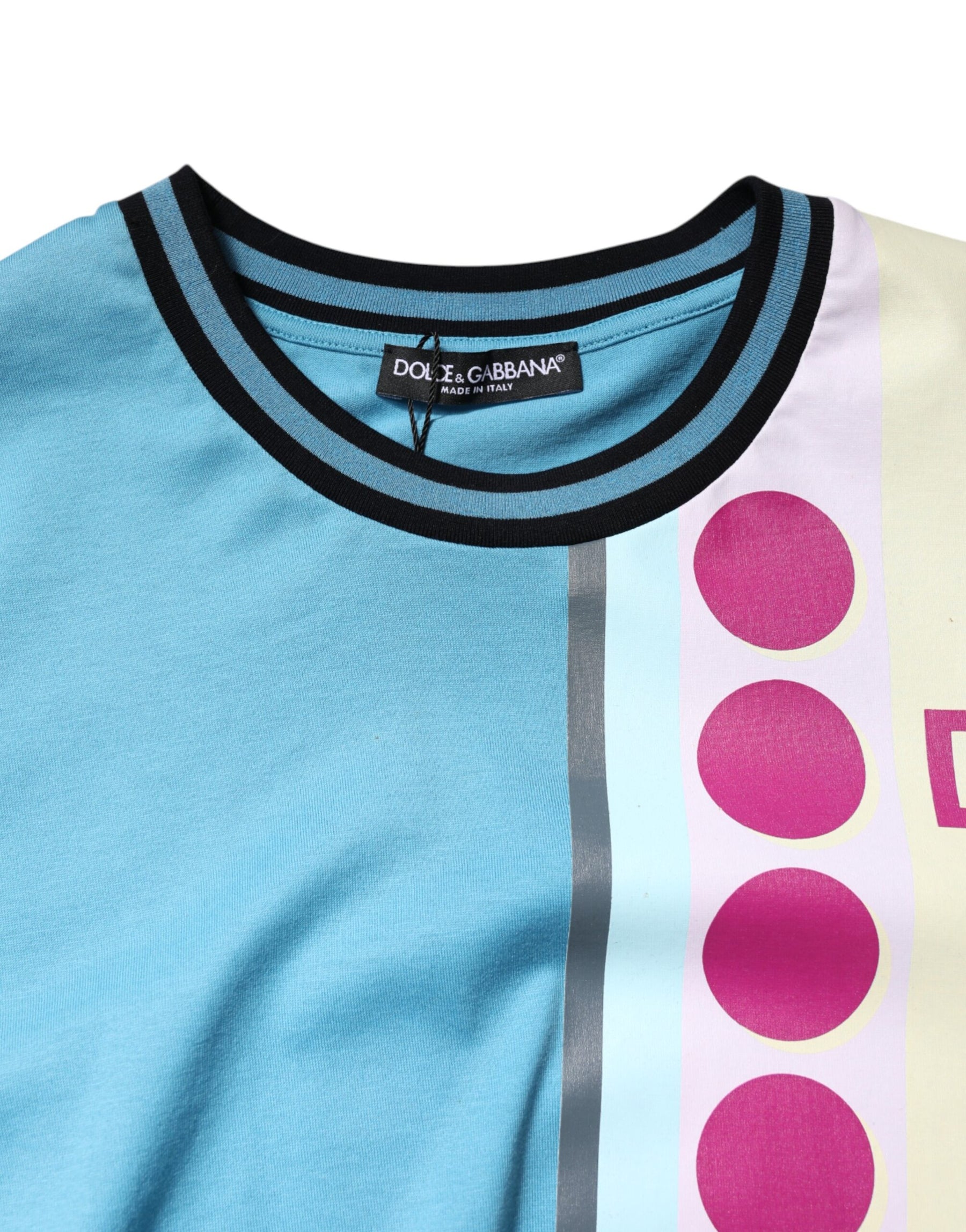 Dolce & Gabbana Multicolor Printed Logo Short Sleeve T-shirt | Regal Royce