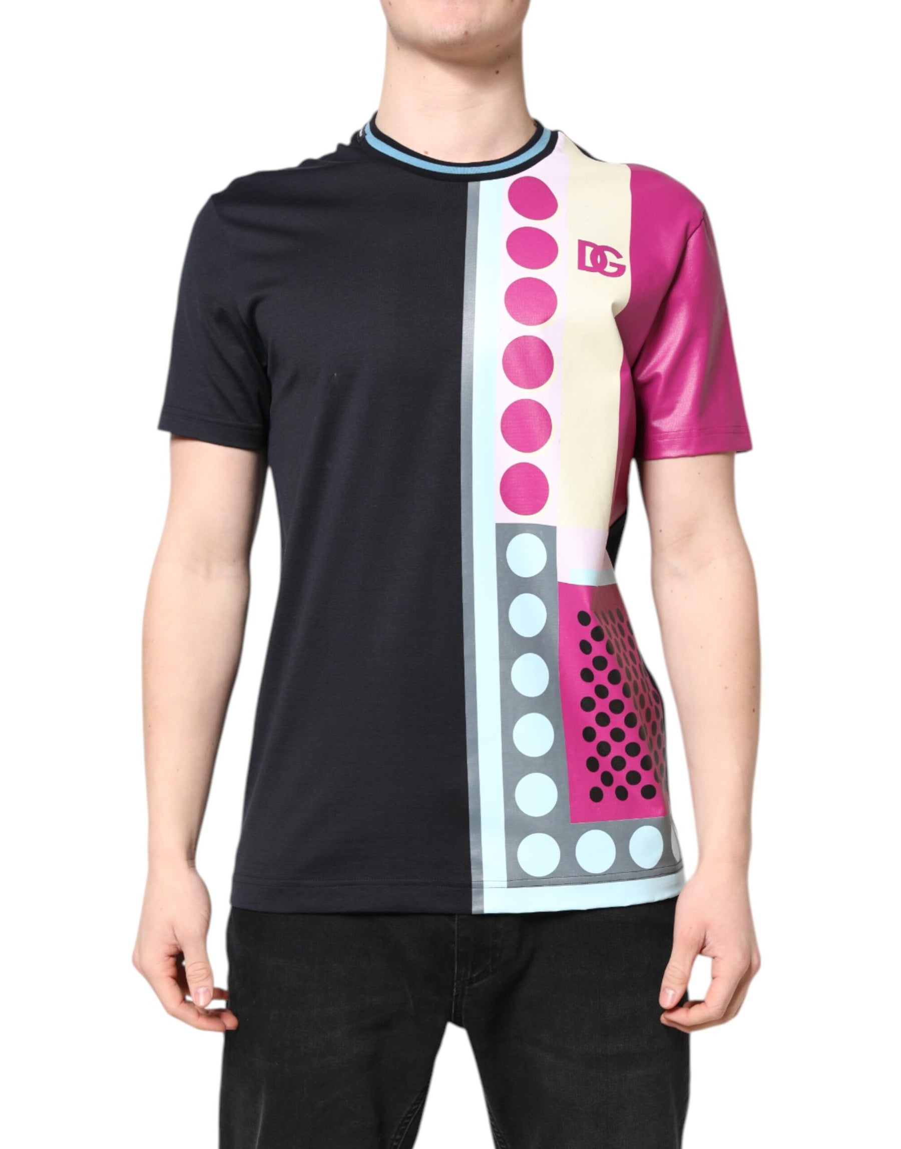 Dolce & Gabbana Multicolor Printed Logo Short Sleeve T-shirt | Regal Royce