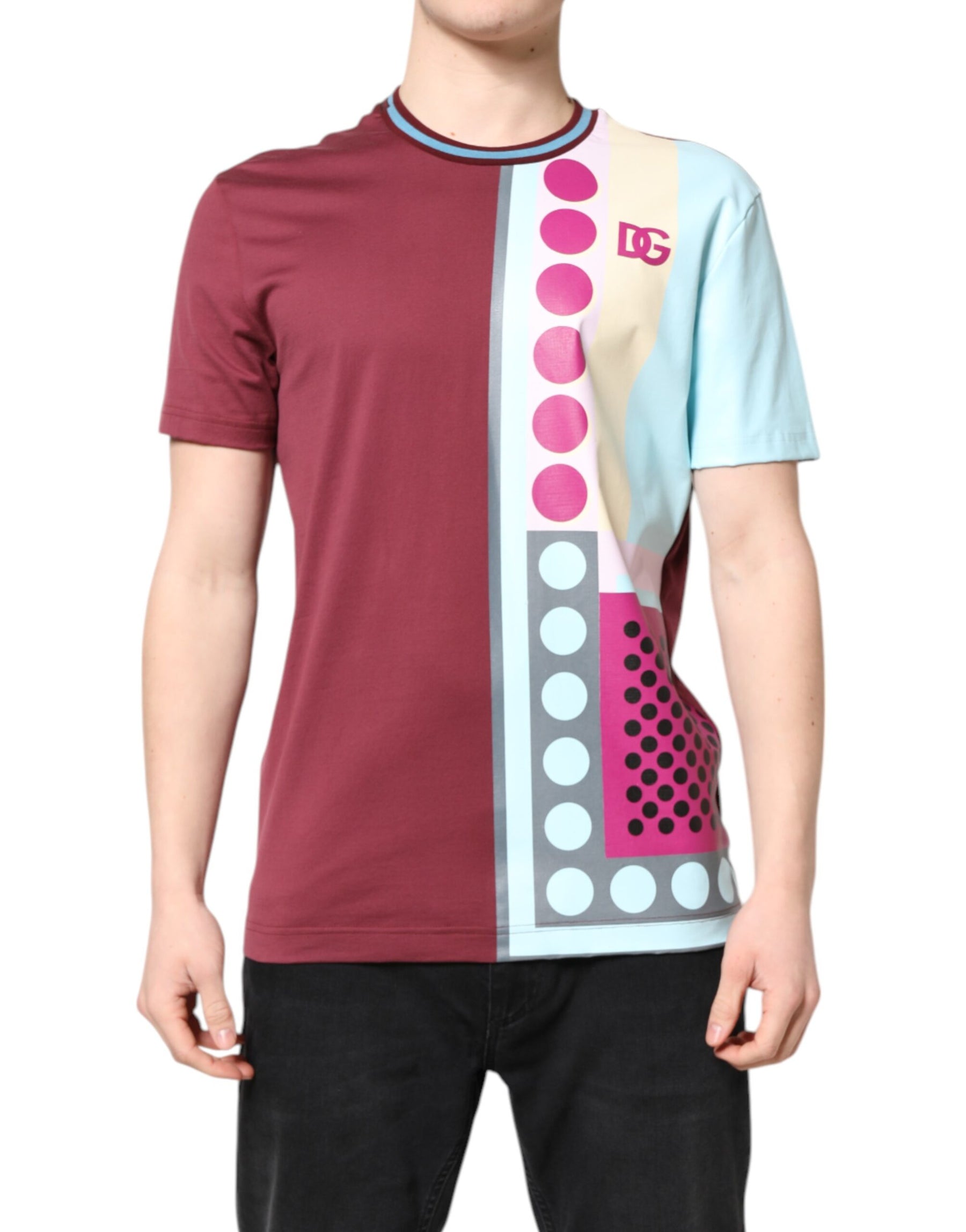 Dolce & Gabbana Multicolor Printed Logo Short Sleeve T-shirt | Regal Royce